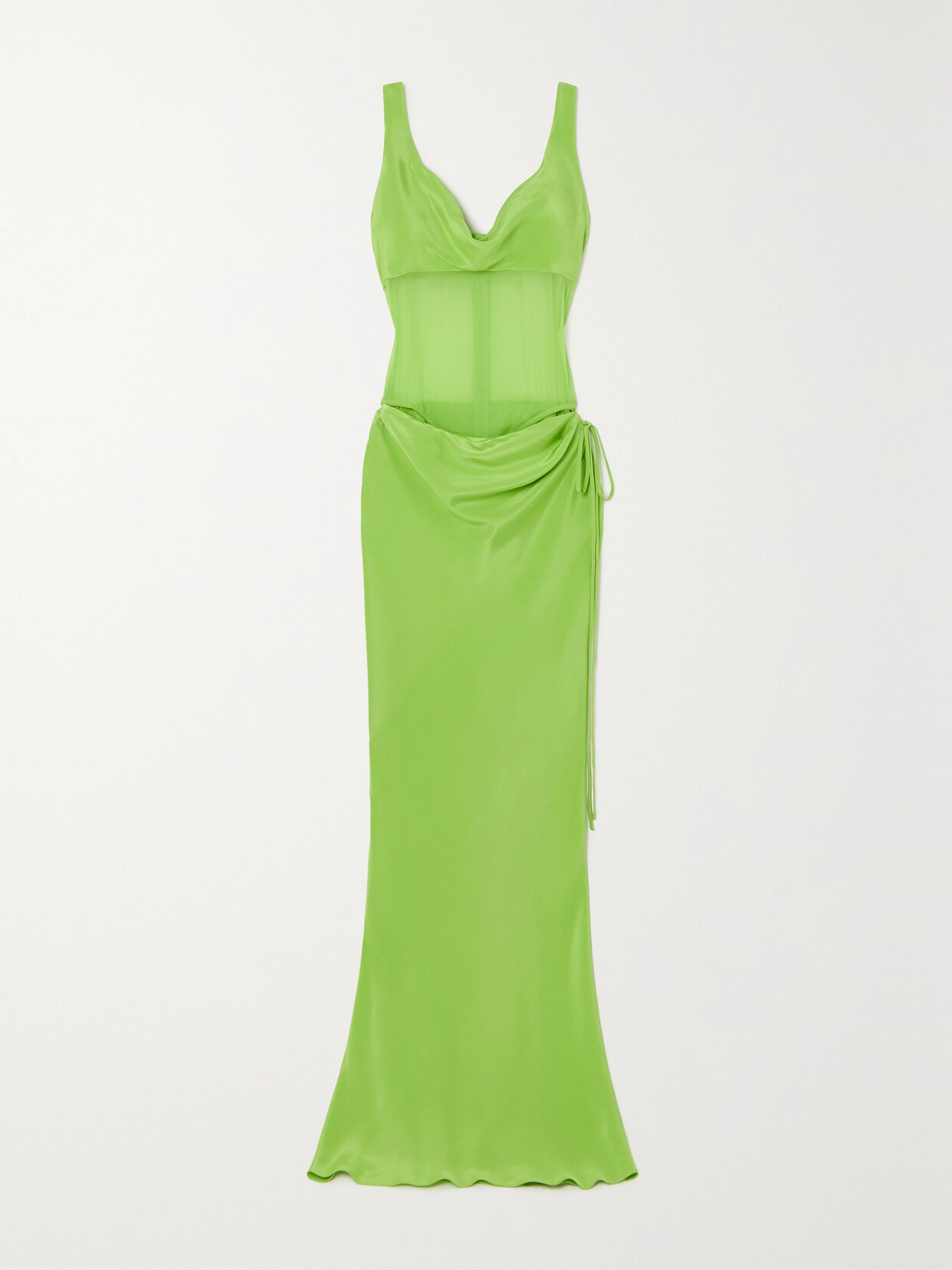 Christopher Esber - Cutout Draped Silk-satin And Silk-voile Maxi Dress - Green