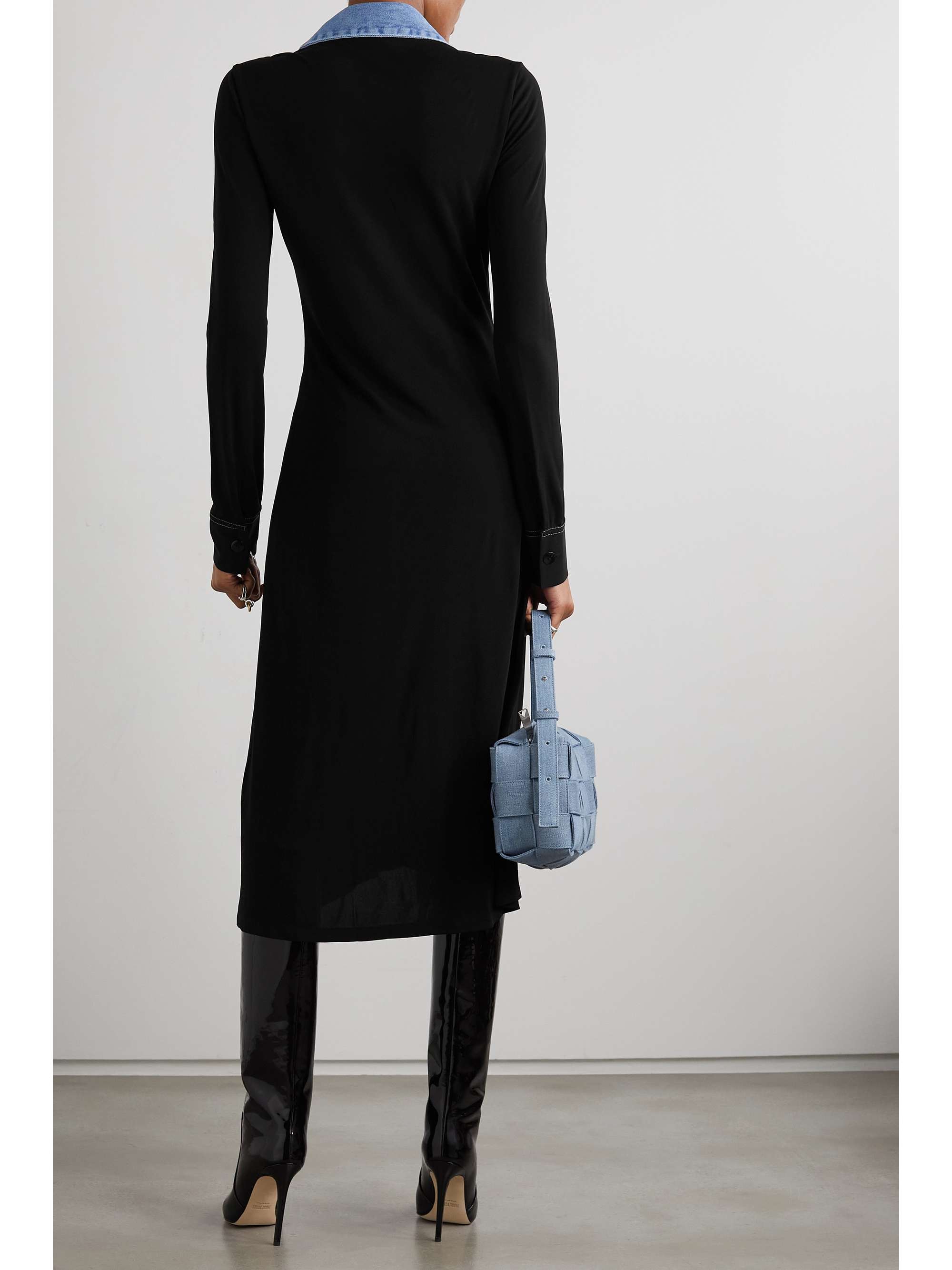 CHRISTOPHER ESBER Denim-trimmed jersey midi shirt dress | NET-A-PORTER