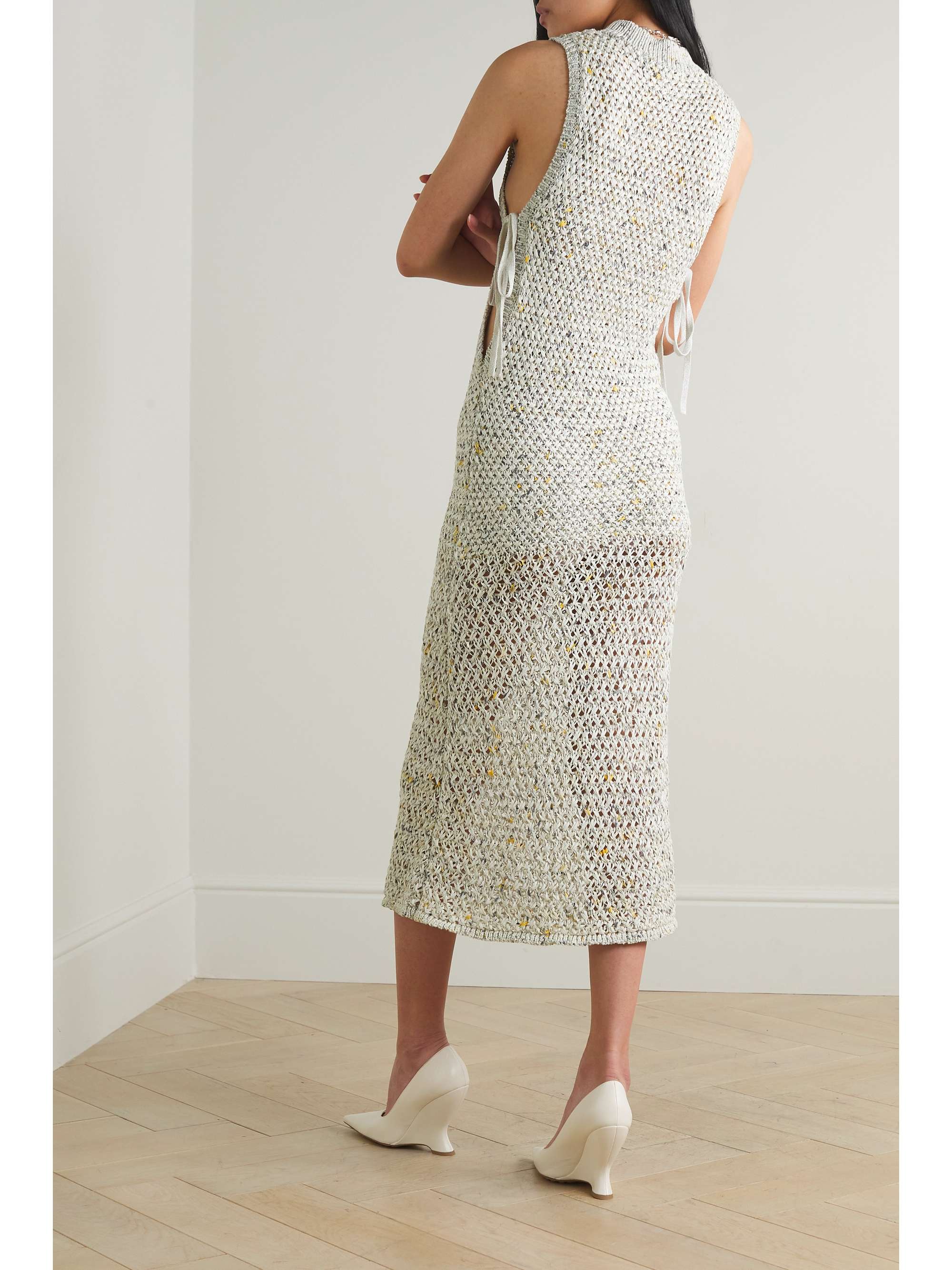 Gray Crochetknit cottonblend maxi dress CHRISTOPHER ESBER NETA