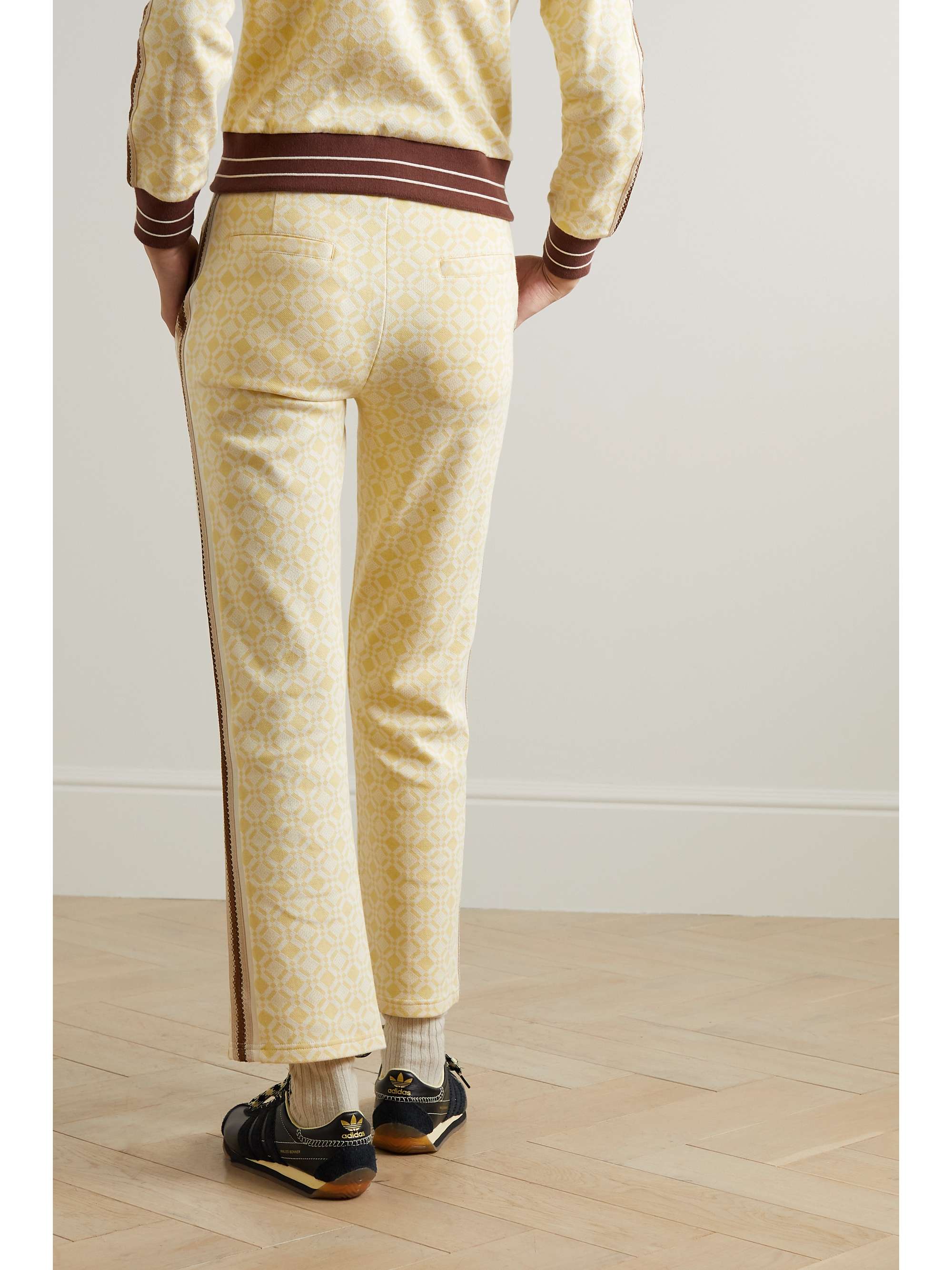 WALES BONNER Shine cropped crochet-trimmed organic cotton-jacquard straight-leg pants