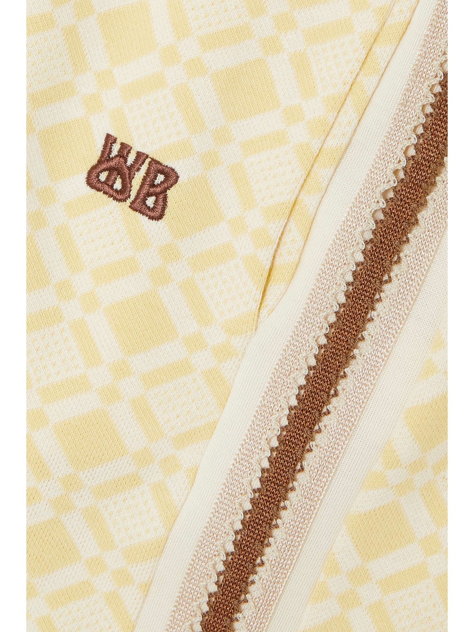 WALES BONNER Shine cropped crochet-trimmed organic cotton-jacquard straight-leg pants