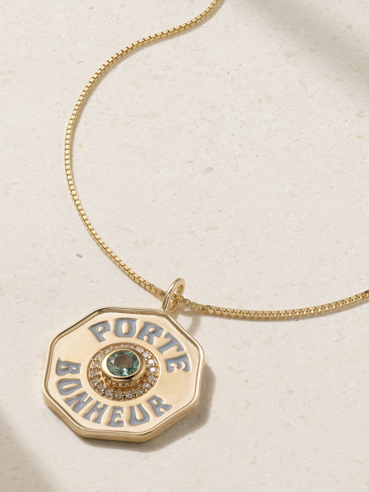Marlo Laz Porte Bonheur Coin Large 14-karat Gold, Enamel