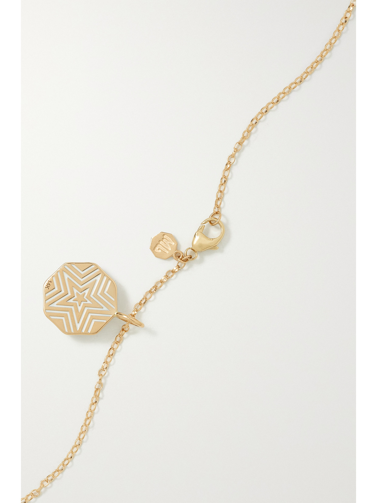 Shop Marlo Laz Mini Porte Bonheur Coin 14-karat Gold, Enamel And Turquoise Necklace