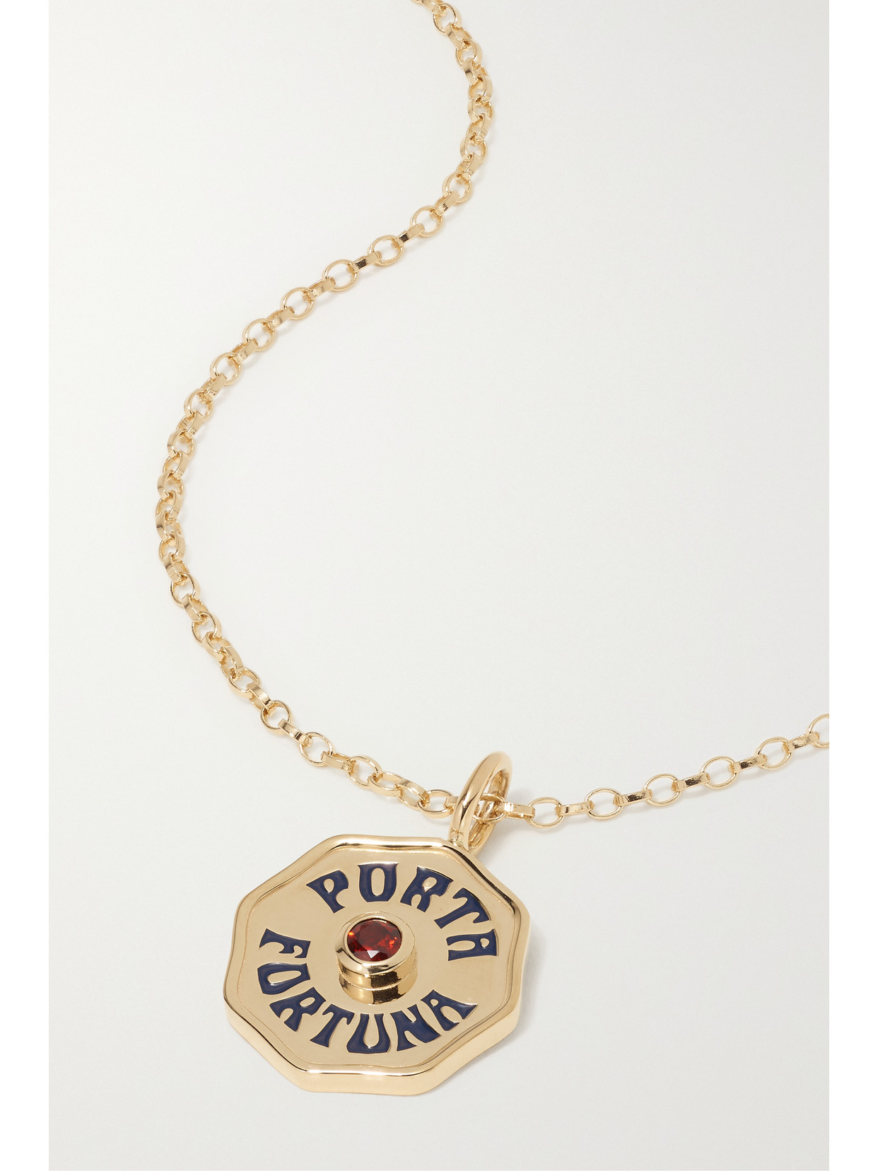 Marlo Laz - Porta Fortuna 14-karat Gold, Enamel And Garnet Necklace - one size 22 Awaiting product image
