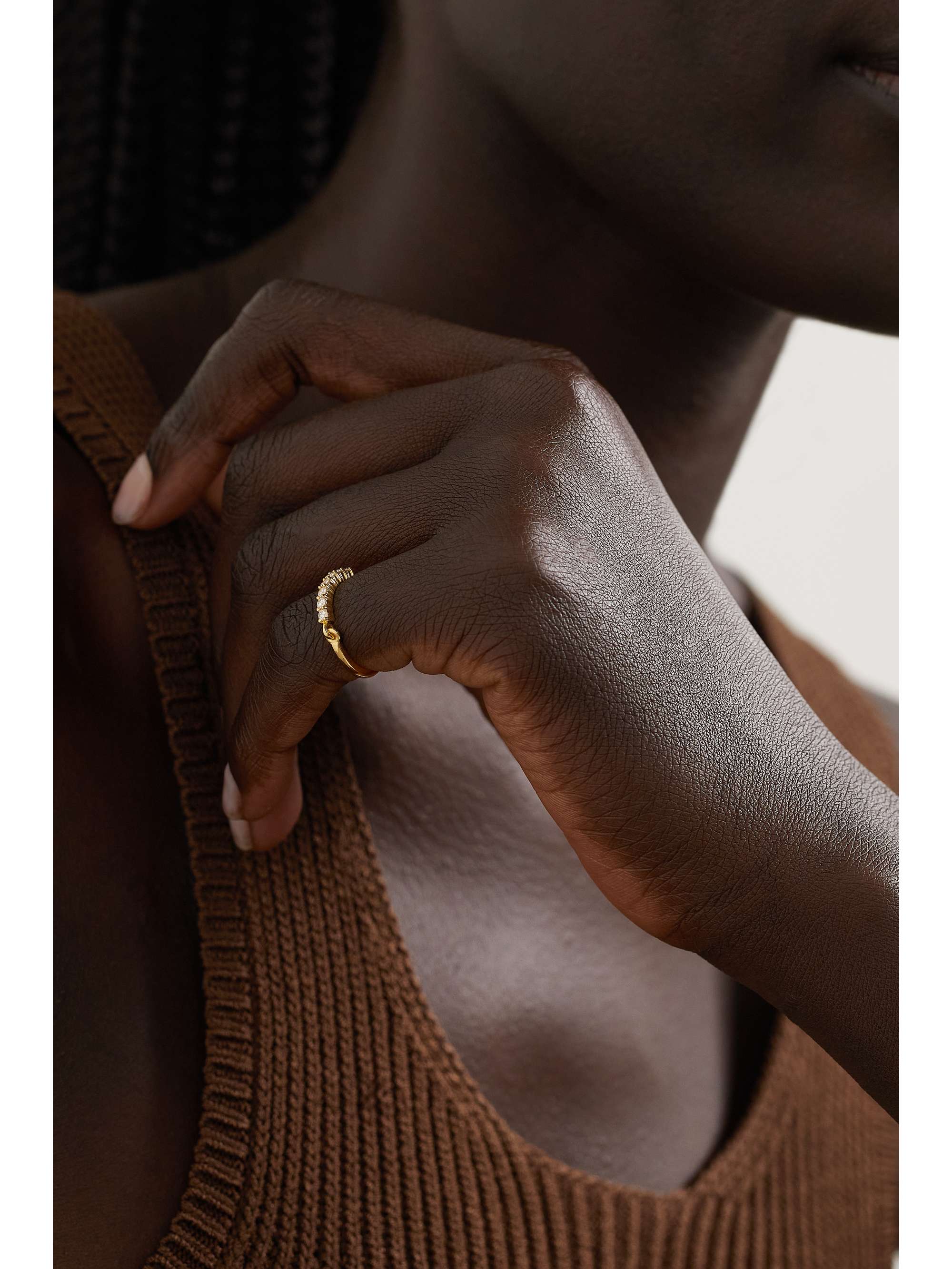 MELISSA KAYE Lenox 18-karat gold diamond pinky ring