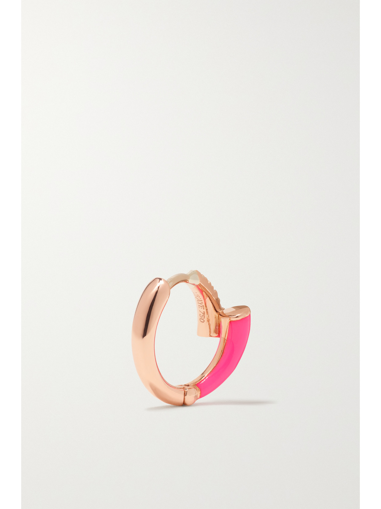Melissa Kaye Lola Huggie 18-karat Pink Gold, Enamel And Diamond Hoop Earrings In Pink