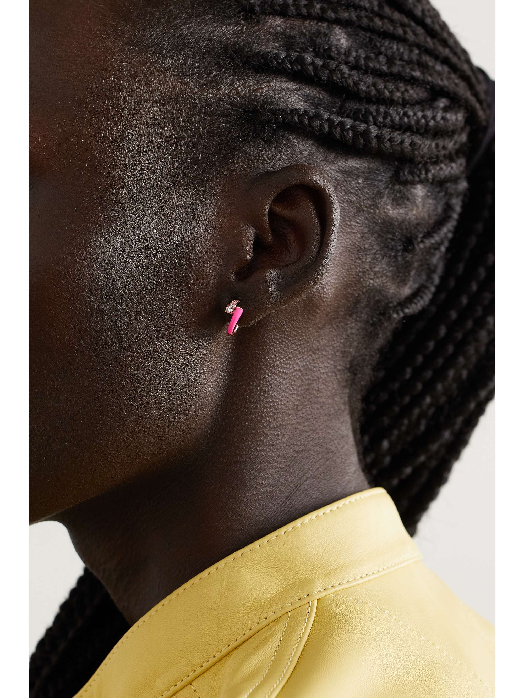 MELISSA KAYE Lola 18-karat gold, enamel and diamond hoop earrings
