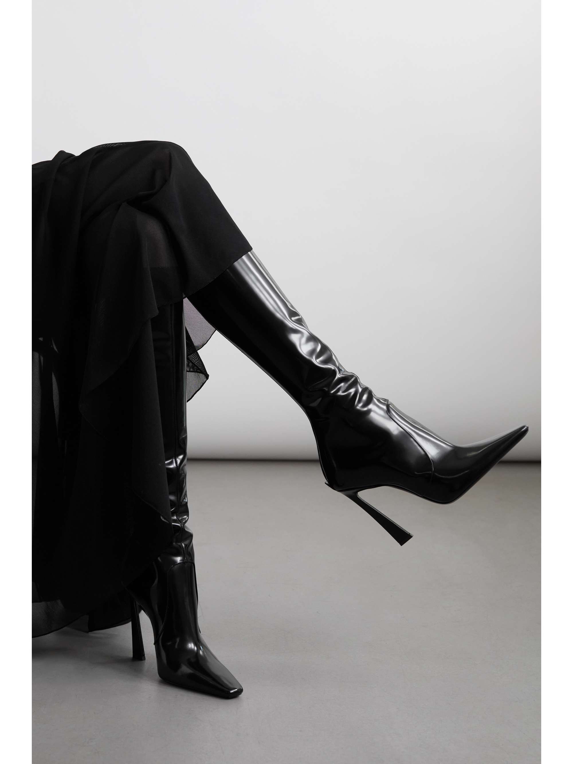 SAINT LAURENT Justify patent-leather knee boots