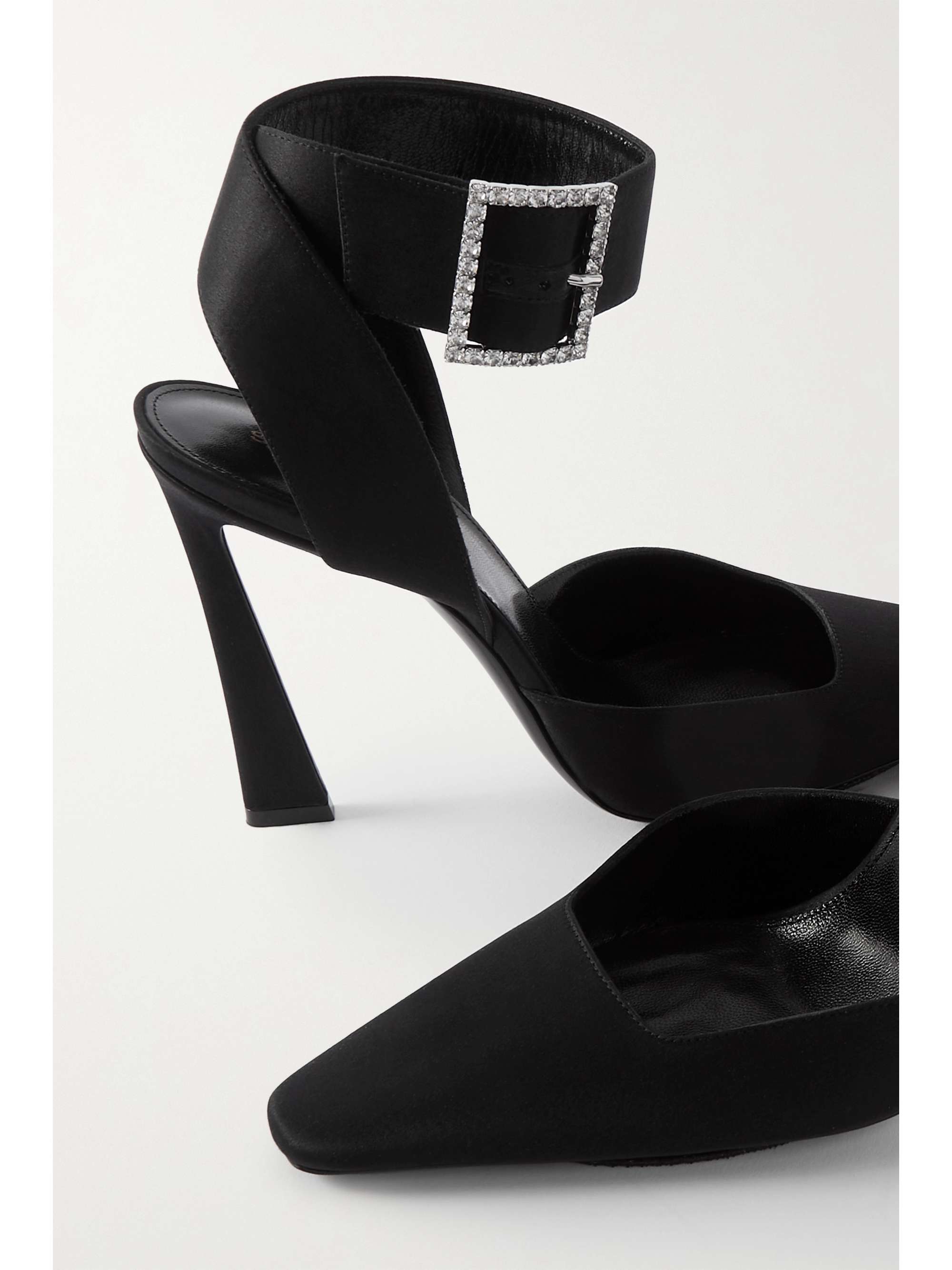 SAINT LAURENT Blade crystal-embellished satin pumps