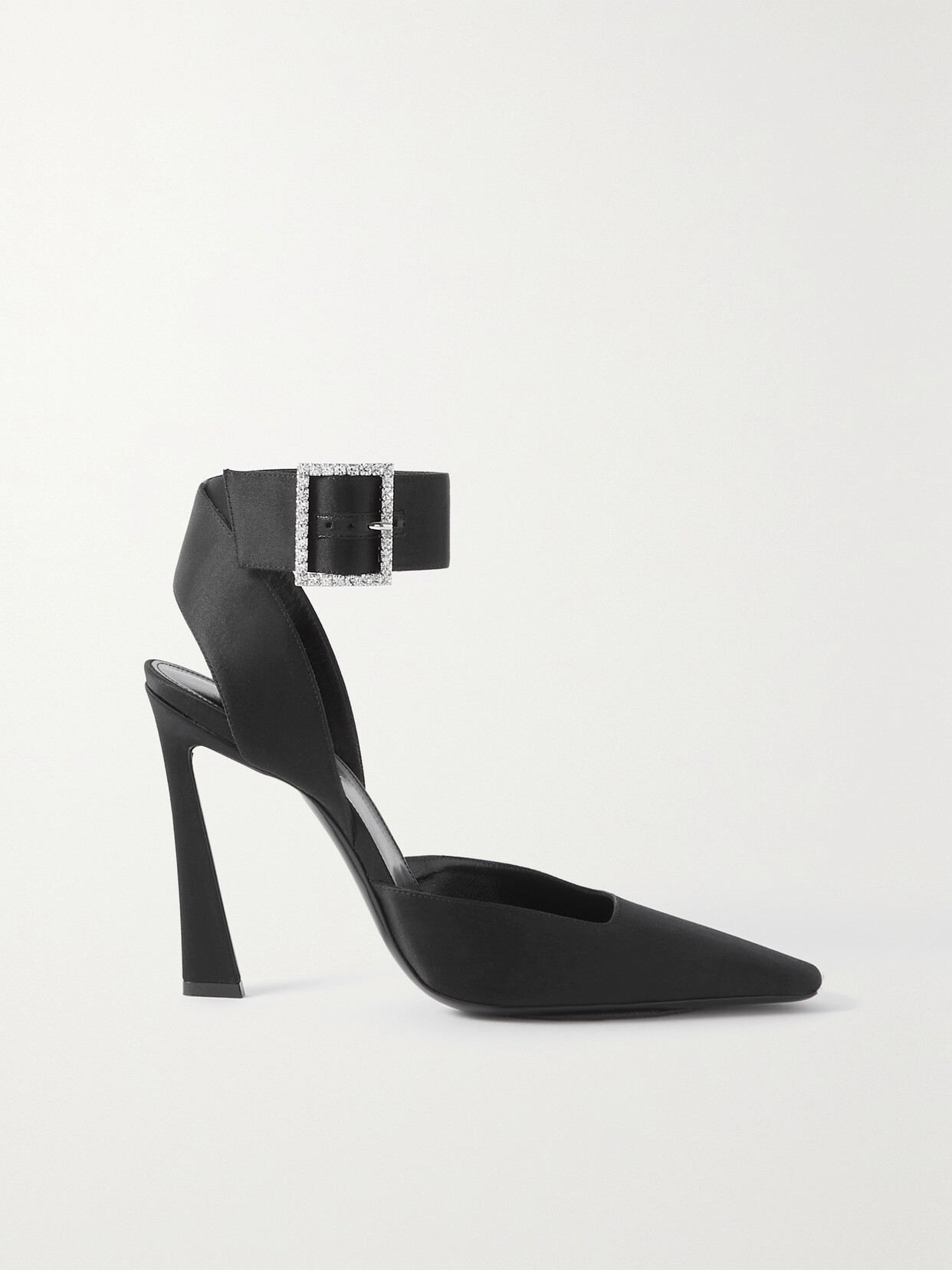 SAINT LAURENT - Blade Crystal-embellished Satin Pumps - Black