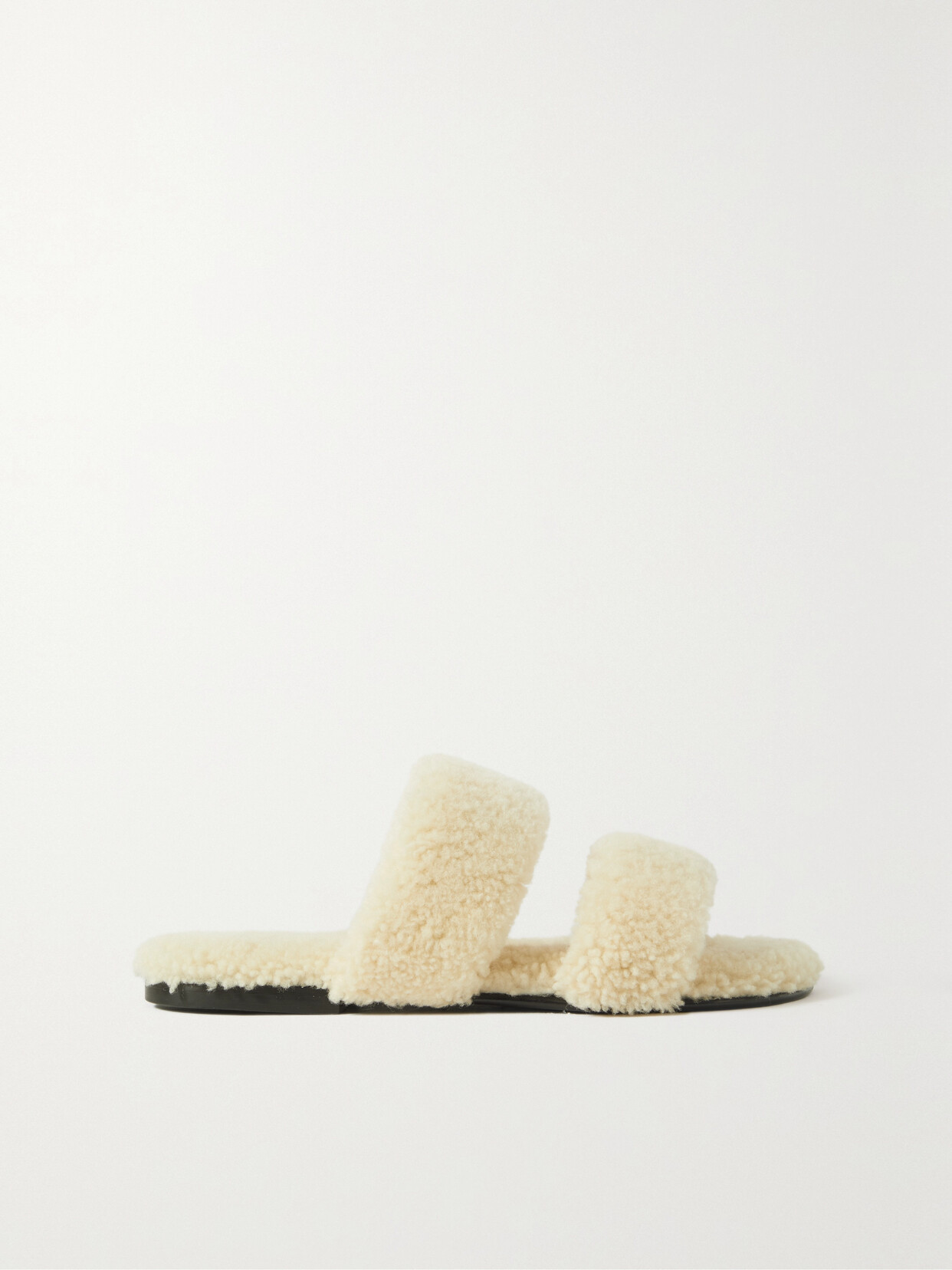 SAINT LAURENT Bleach Shearling Slides - Neutrals