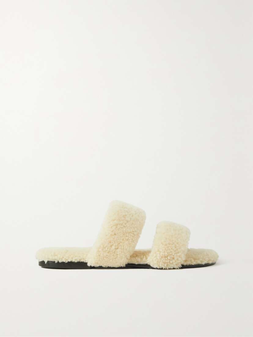 SAINT LAURENT Bleach Shearling Slides