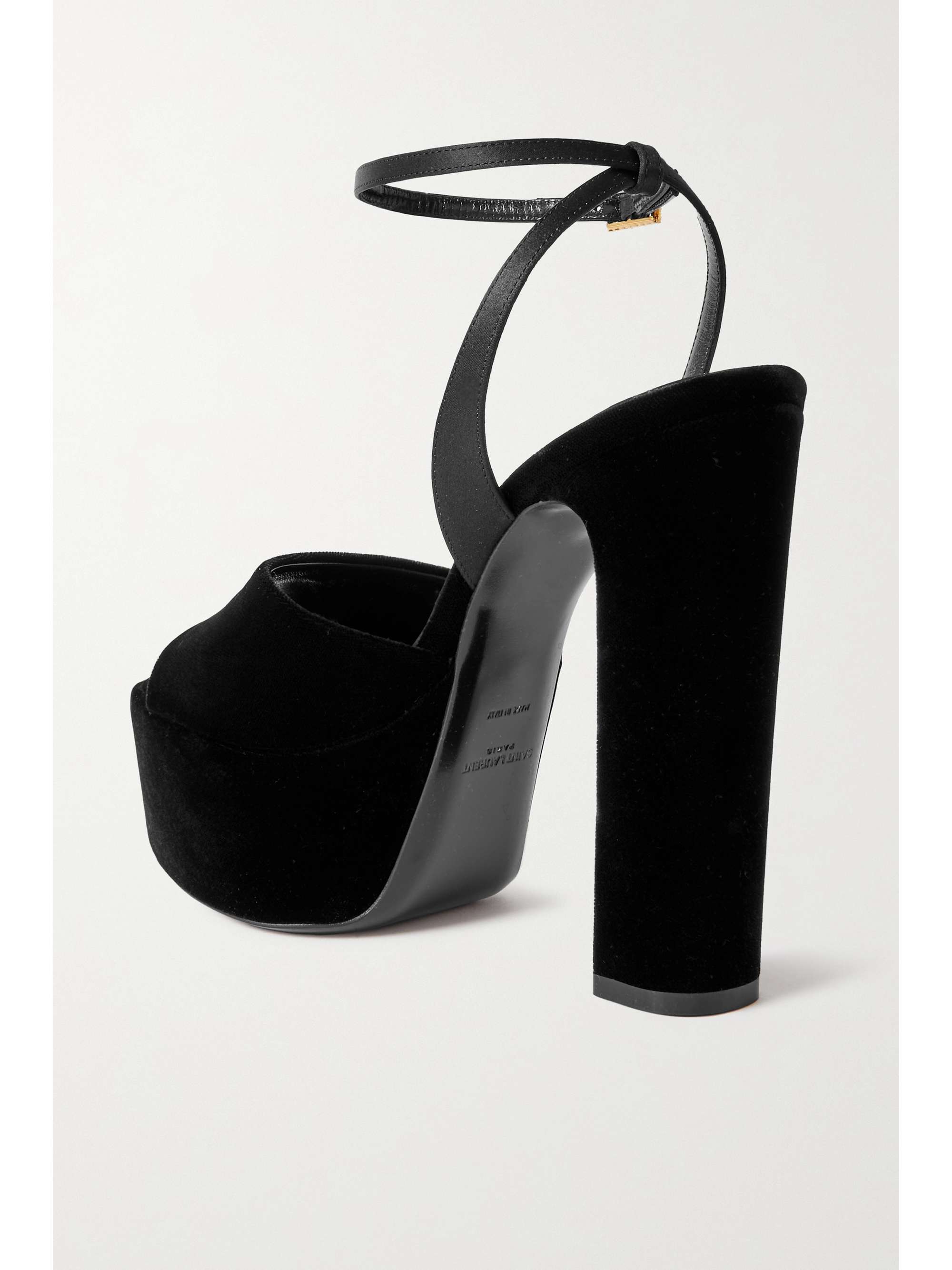 SAINT LAURENT Jodie embellished velvet platform sandals