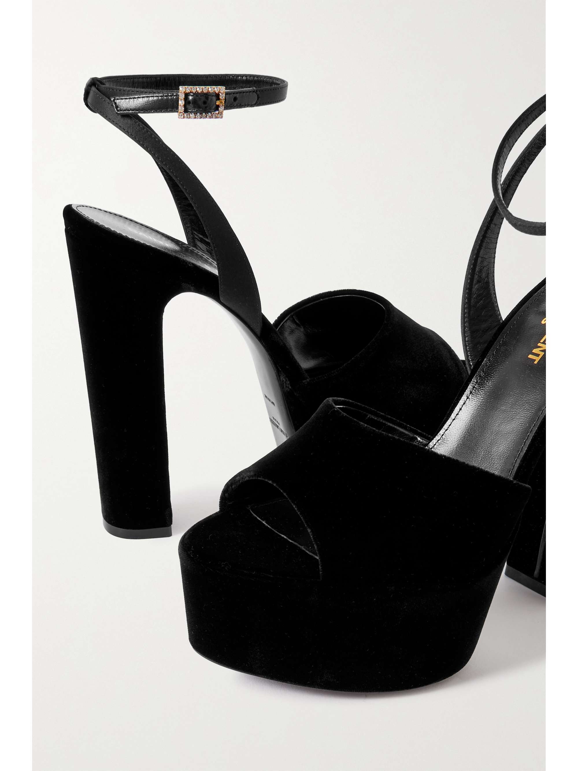SAINT LAURENT Jodie embellished velvet platform sandals
