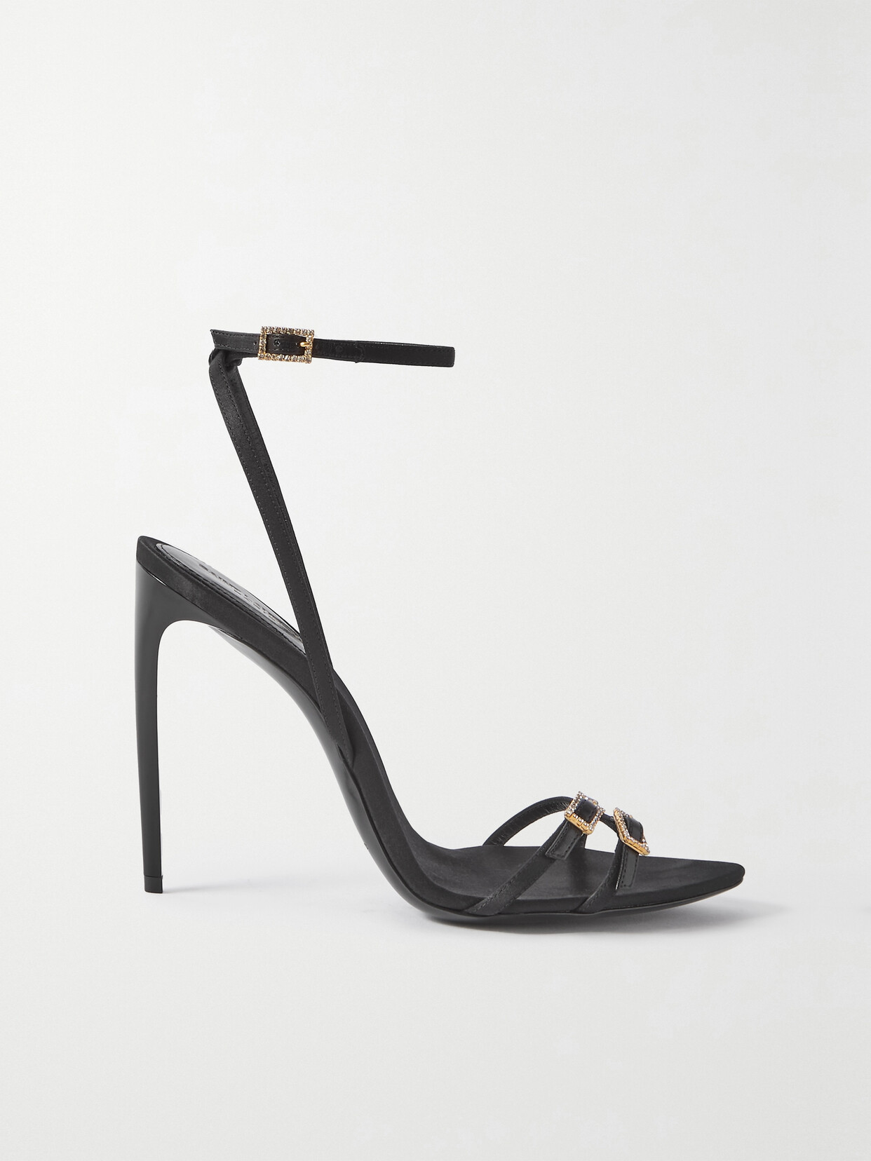 SAINT LAURENT New Nuit Crystal-embellished Satin Sandals