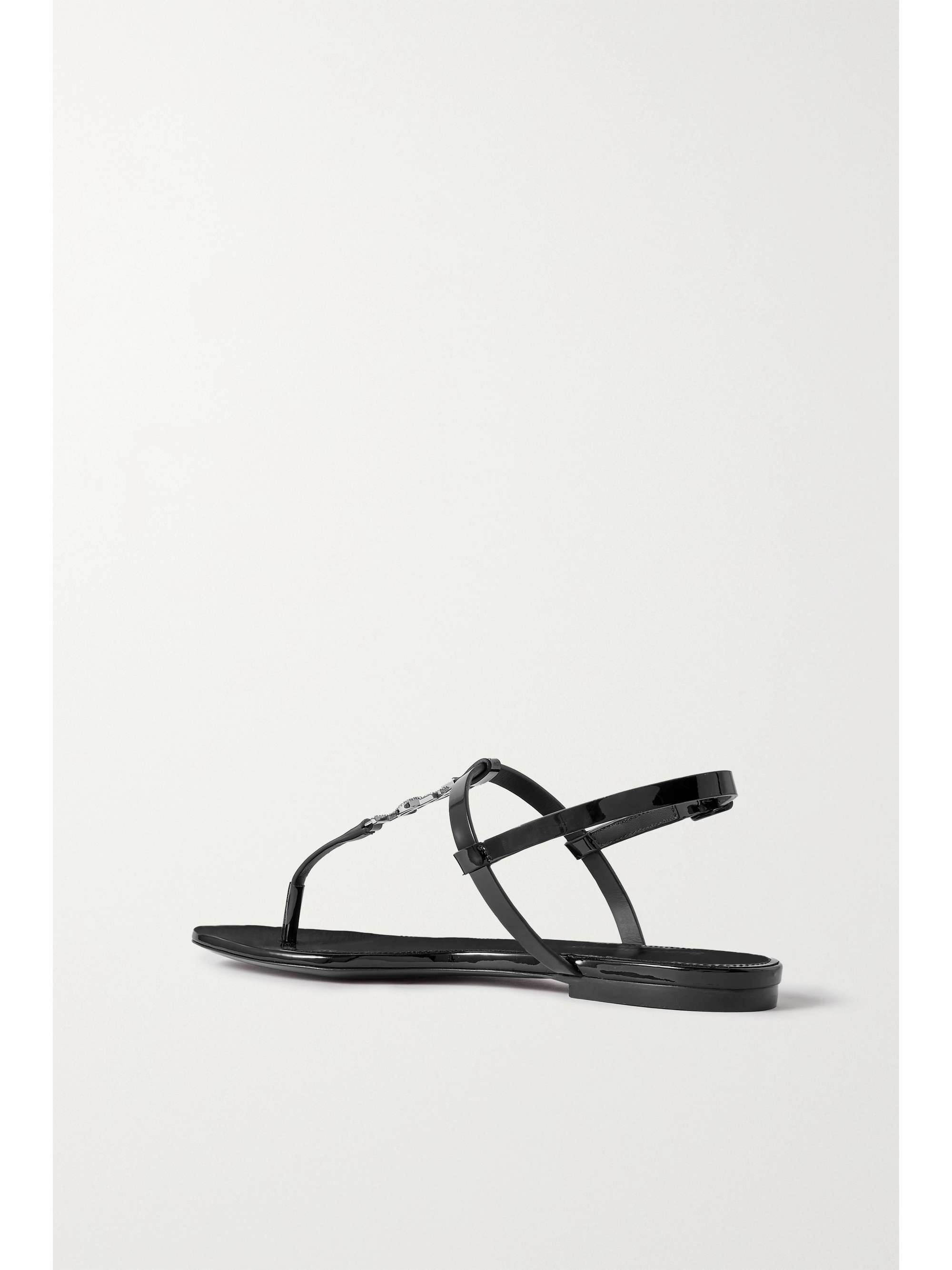 Black Cassandra logo-embellished patent-leather slingback sandals | SAINT LAURENT | NET-A-PORTER