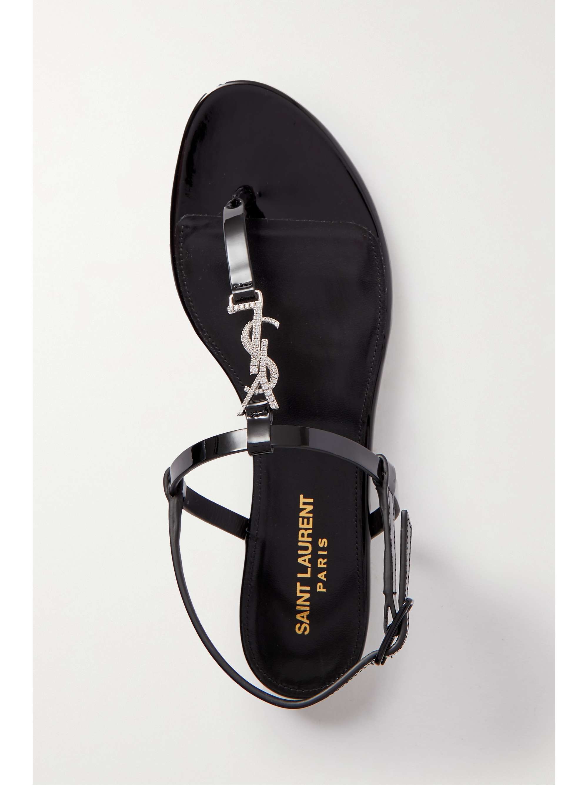 SAINT LAURENT Cassandra logo-embellished patent-leather slingback sandals | NET-A-PORTER