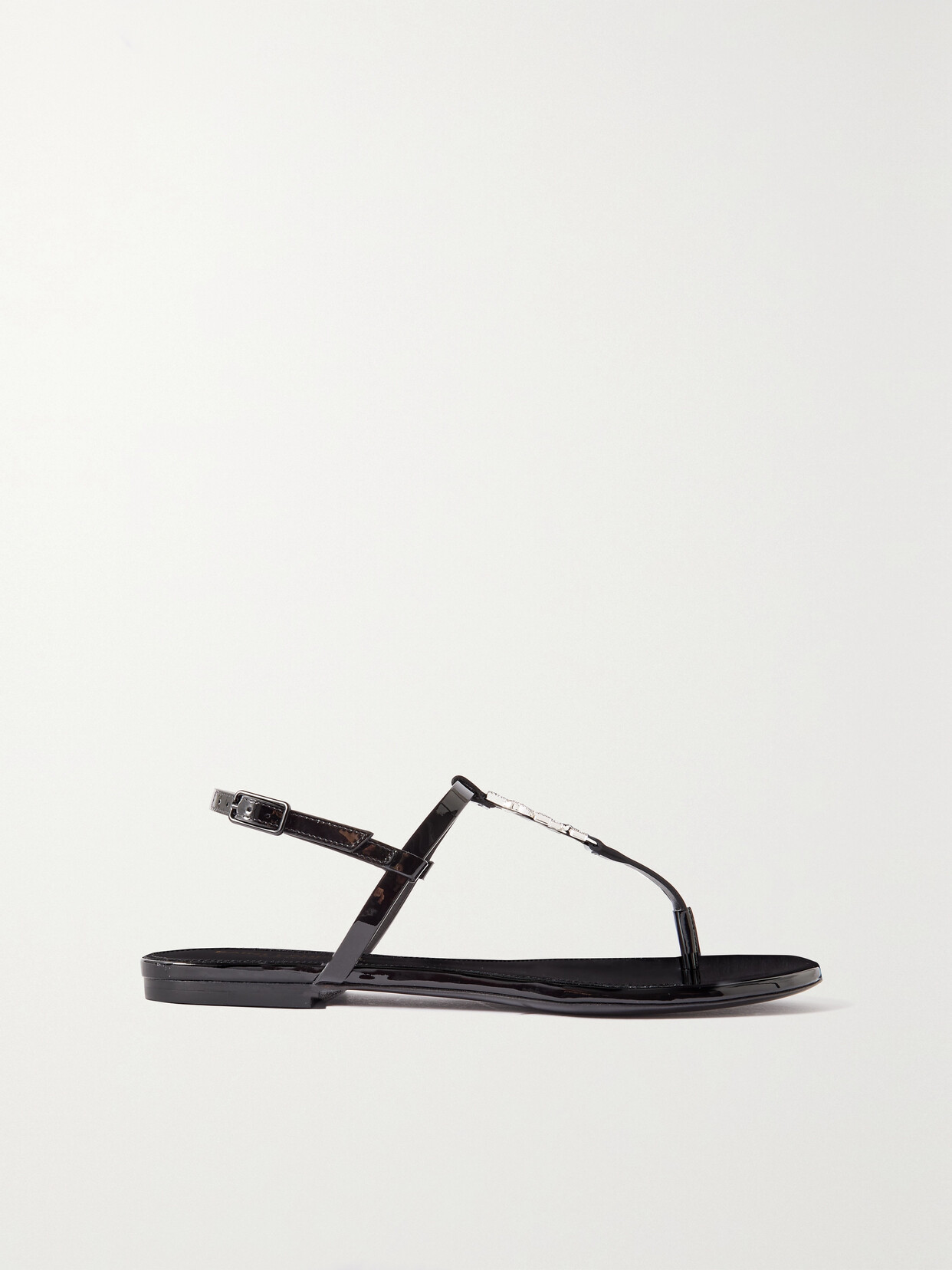 SAINT LAURENT - Cassandra Logo-embellished Patent-leather Slingback Sandals - Black