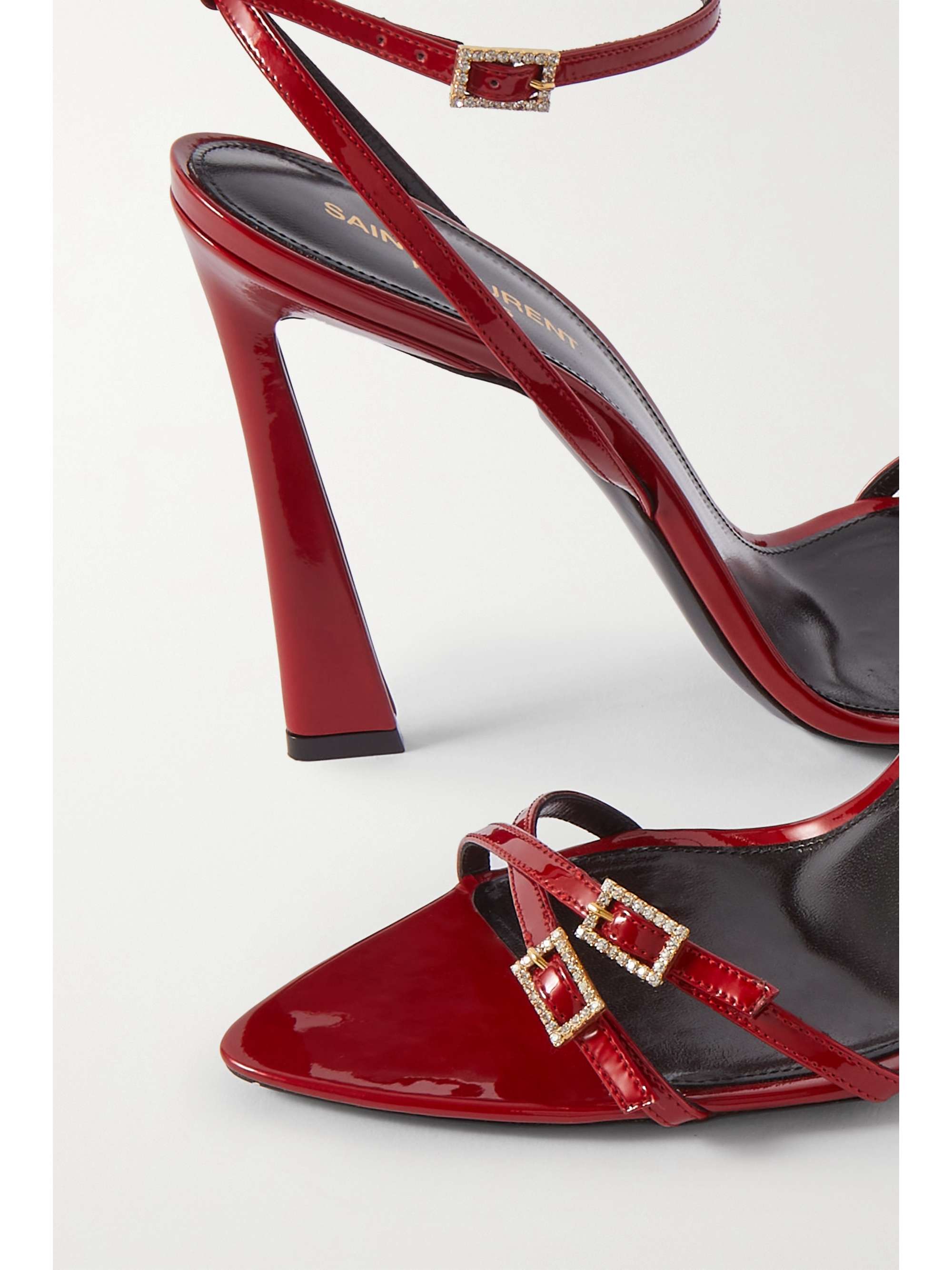 SAINT LAURENT New Nuit crystal-embellished patent-leather sandals