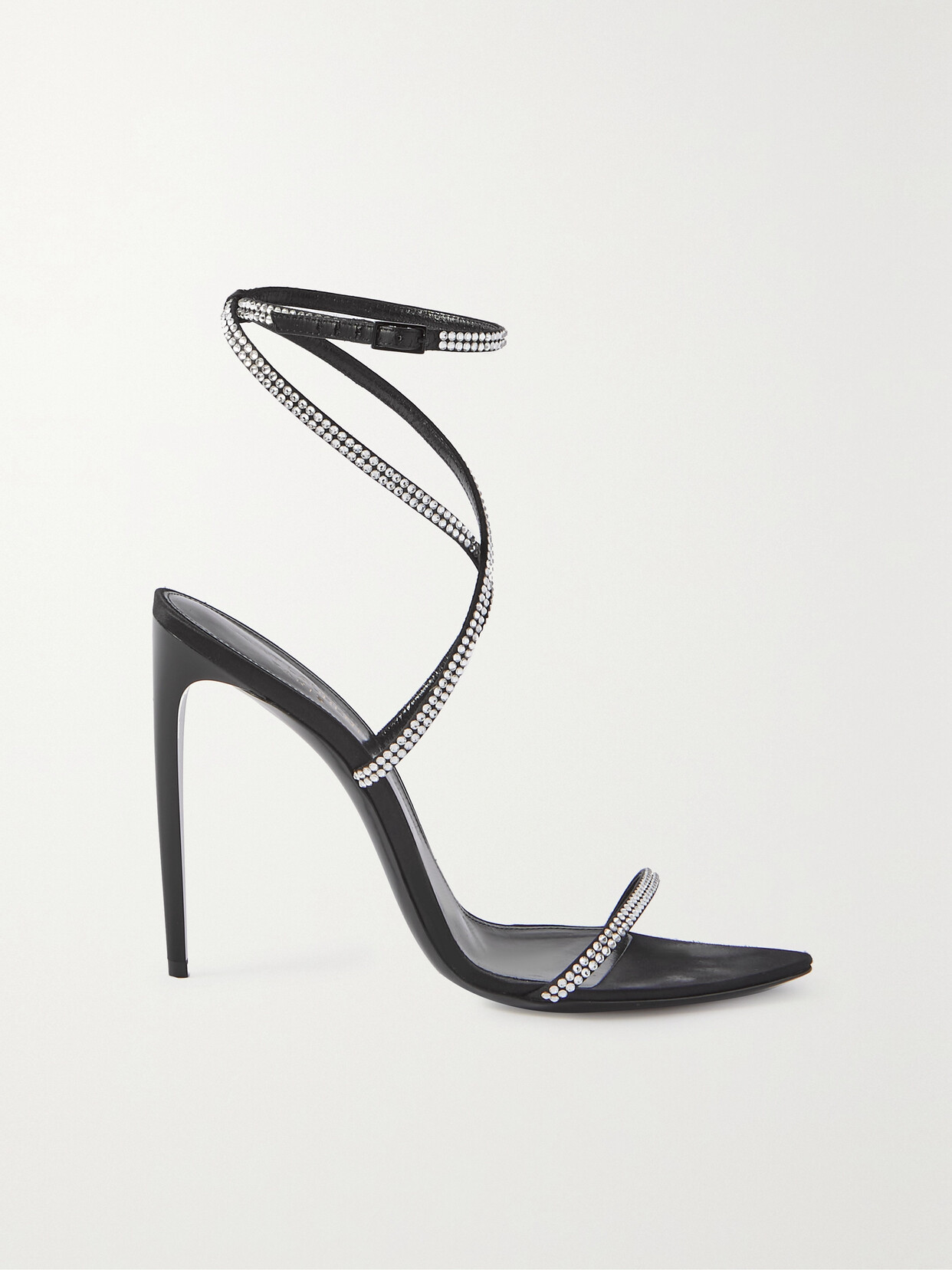 Saint Laurent Gippy Crystal Ankle-strap Sandals In Black