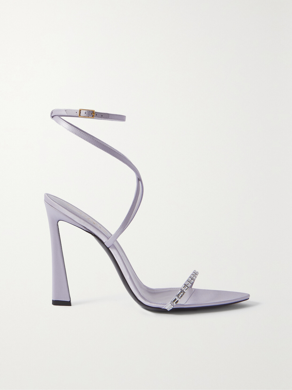 SAINT LAURENT - Crystal-embellished Satin Sandals - Silver