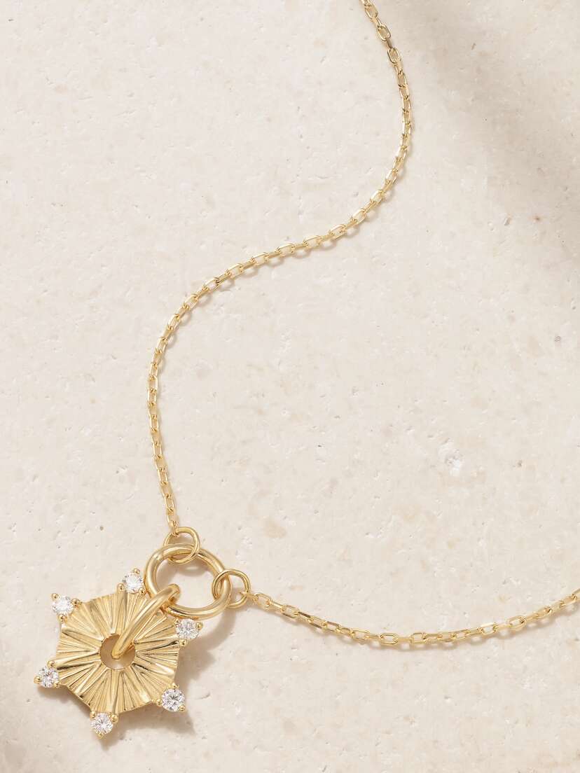 Foundrae Disk Drop 18-karat Gold Diamond Necklace