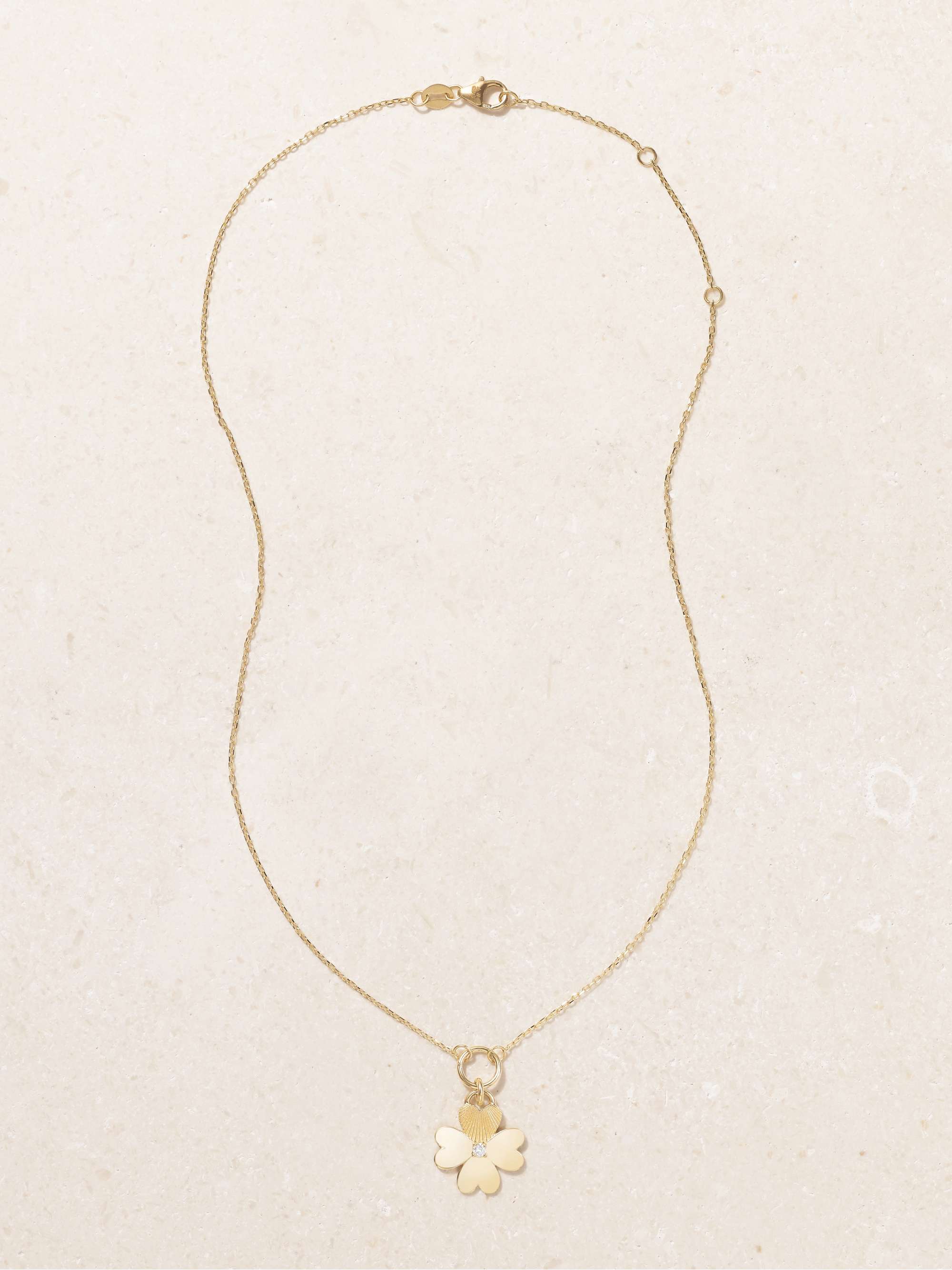 FOUNDRAE Four Heart Clover 18K 黄金、搪瓷、钻石项链