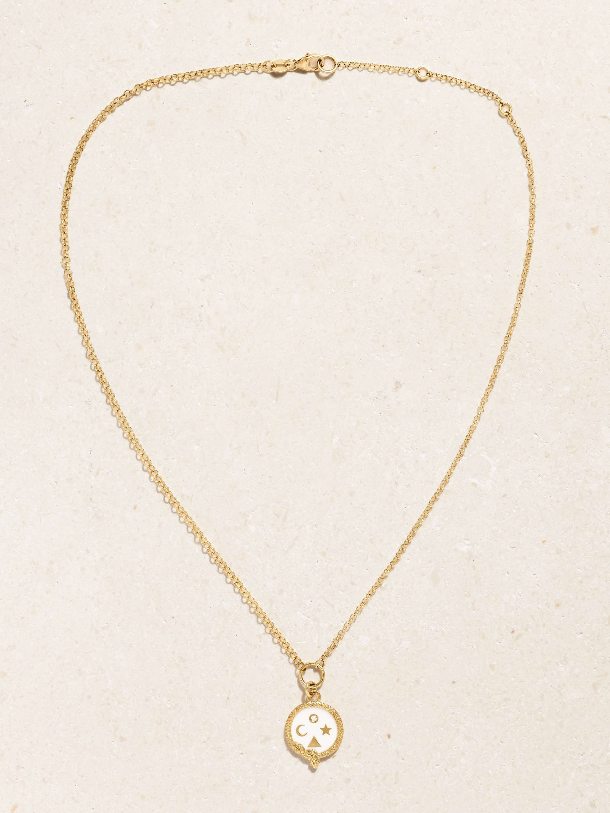 FOUNDRAE Wholeness 18-karat gold, enamel and diamond necklace
