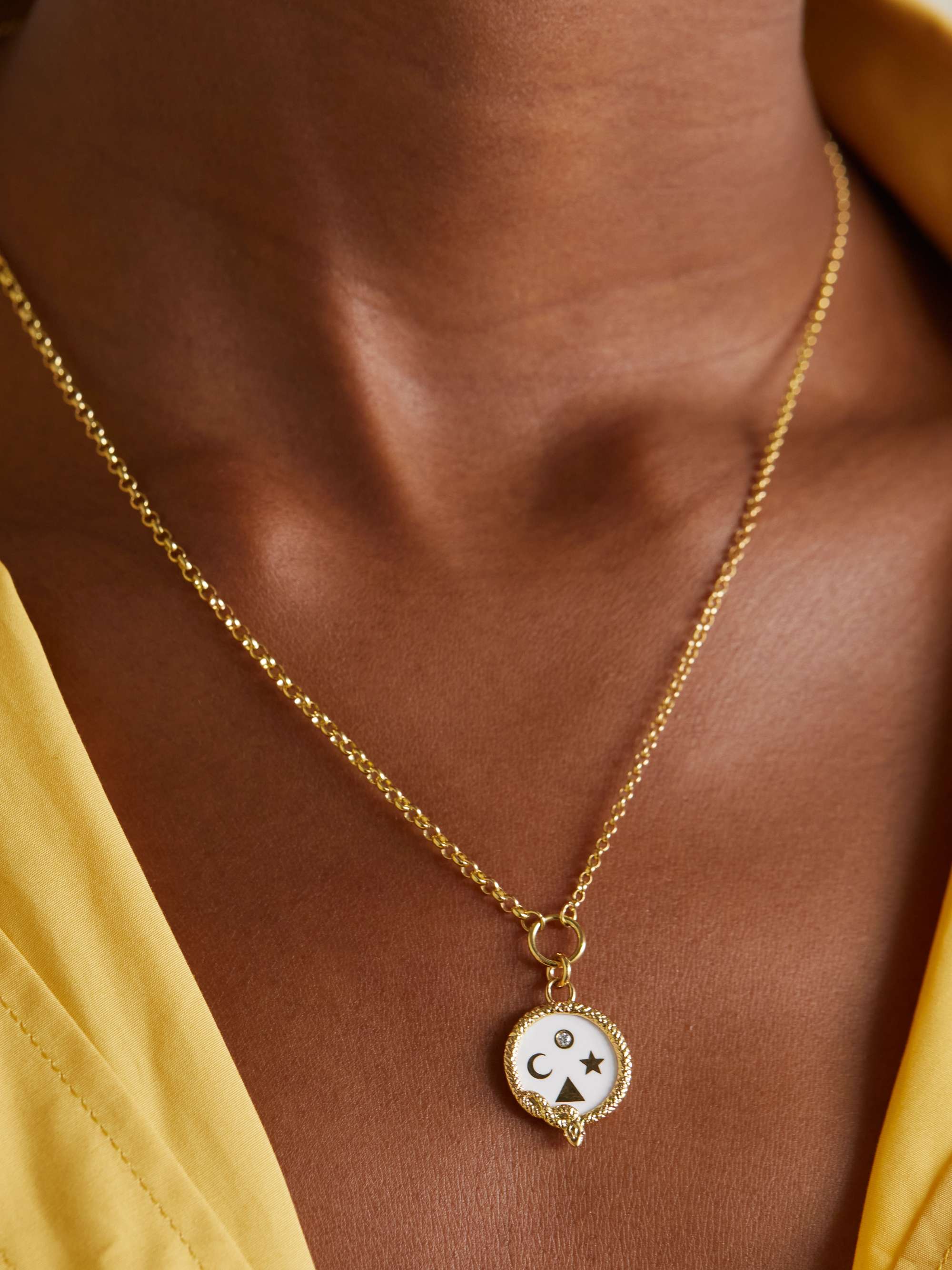 FOUNDRAE Wholeness 18-karat gold, enamel and diamond necklace