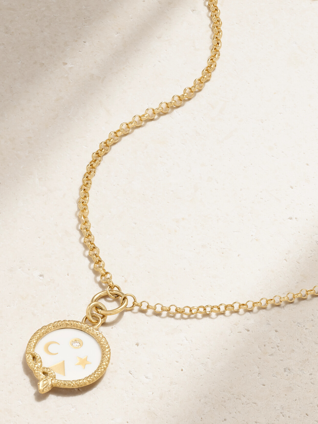 Foundrae Wholeness 18-karat Gold, Enamel And Diamond Necklace