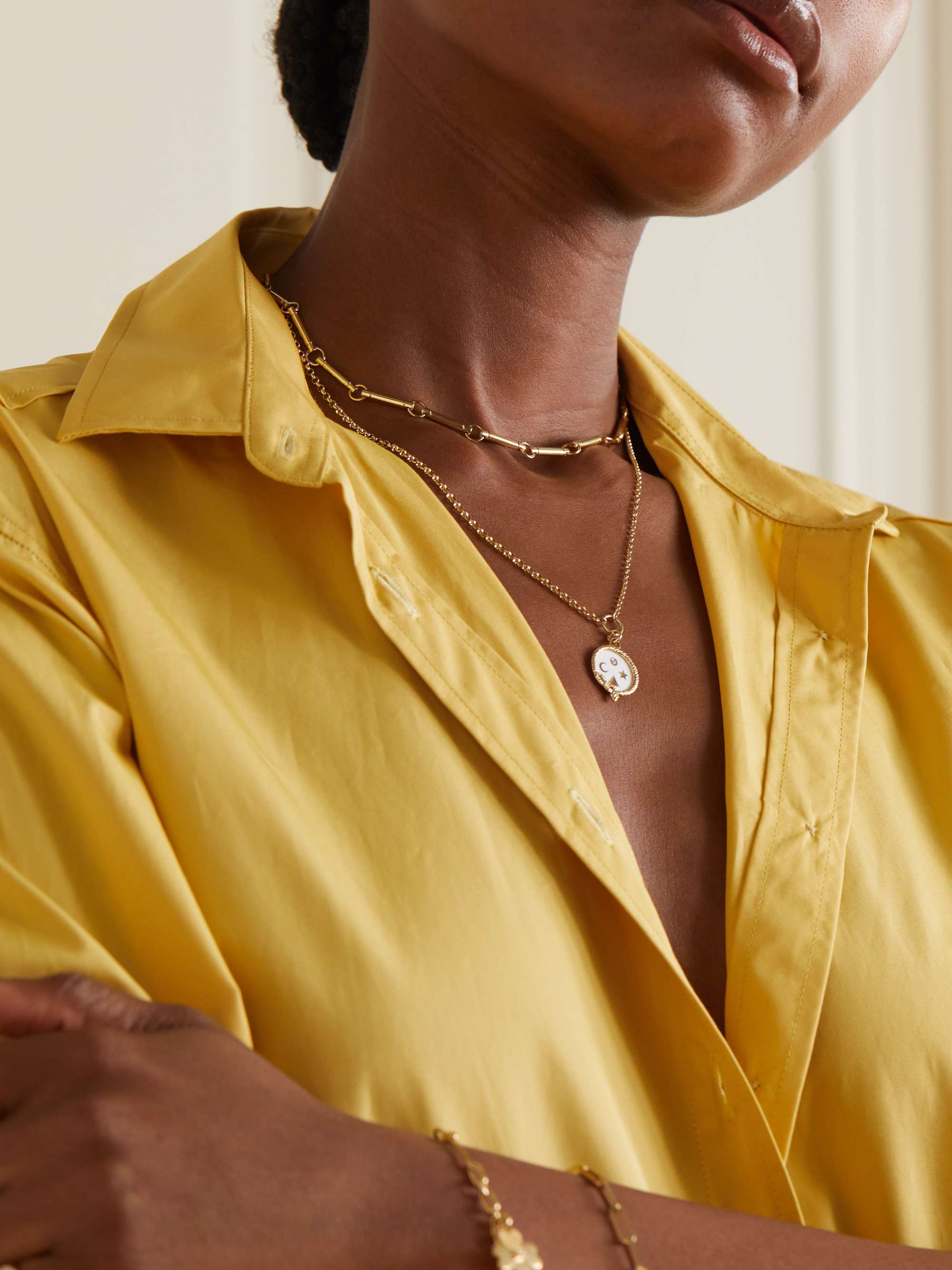FOUNDRAE Wholeness 18-karat gold, enamel and diamond necklace