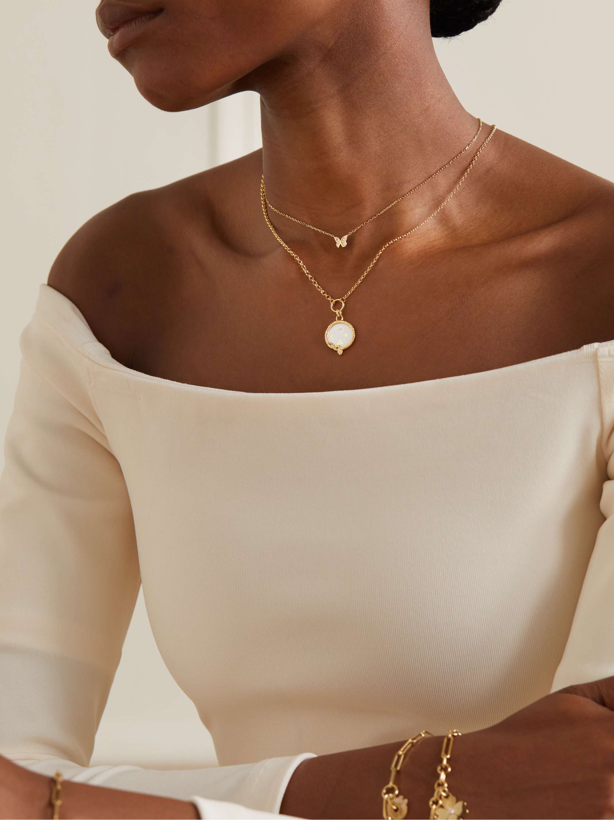 FOUNDRAE Butterfly 18-karat gold diamond necklace