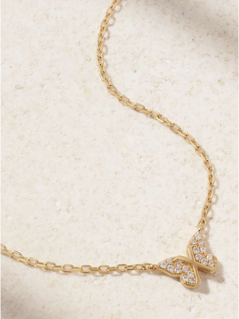 Foundrae Butterfly 18-karat Gold Diamond Necklace