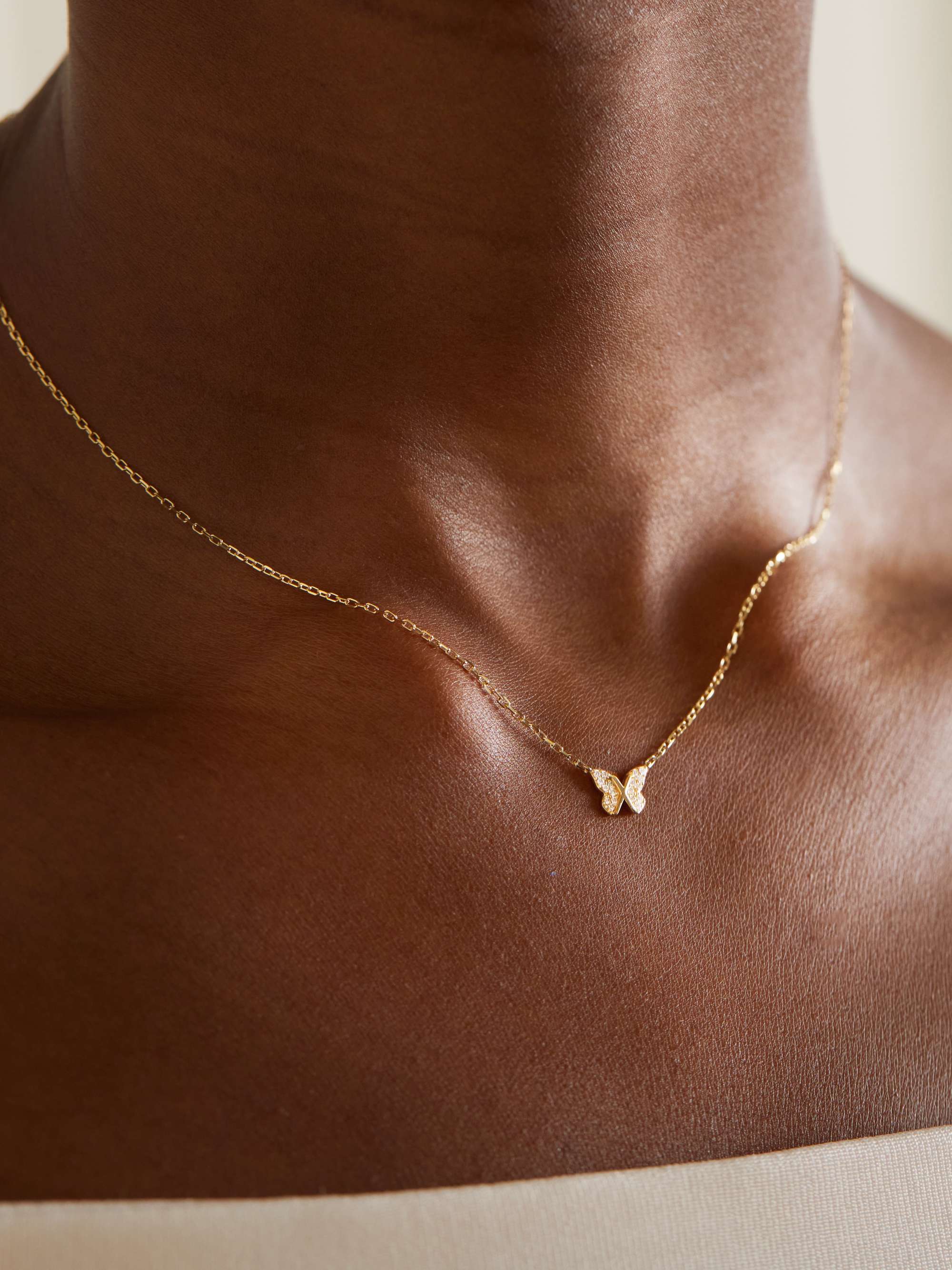 FOUNDRAE Butterfly 18-karat gold diamond necklace
