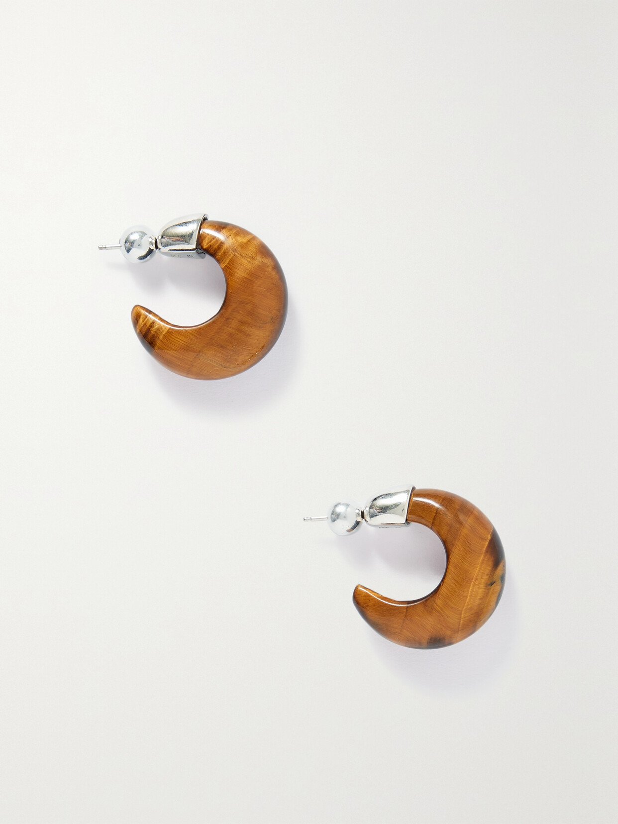 Sophie Buhai - Silver-tone Tiger's Eye Hoop Earrings - Brown