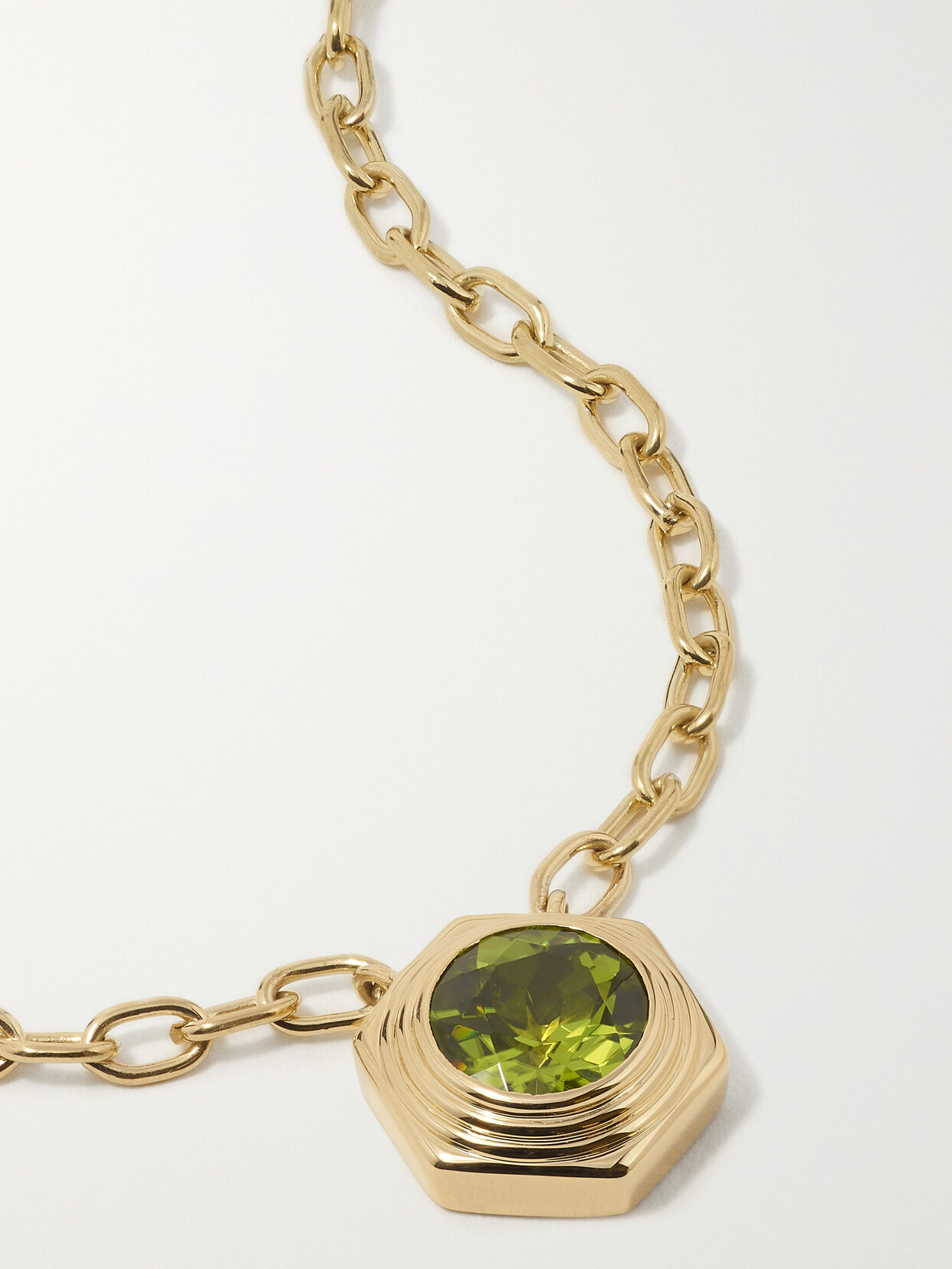 Harwell Godfrey Hexed 18-karat Gold Peridot Necklace In Green