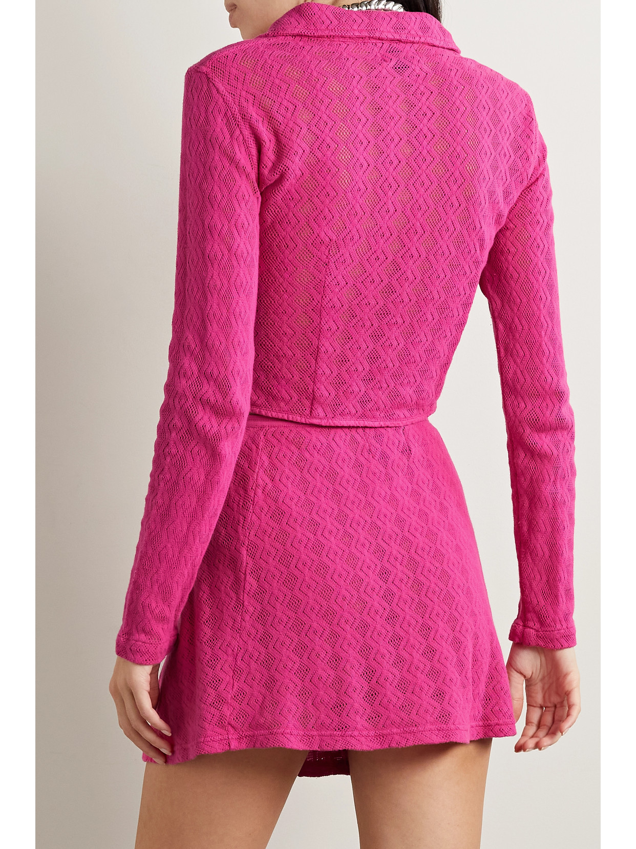 Agr Pointelle-knit Cotton Top In Pink
