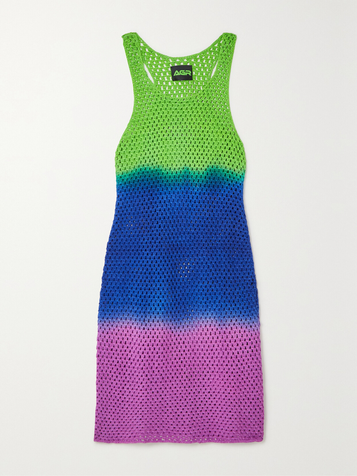 AGR OMBRÉ CROCHETED COTTON MINI DRESS