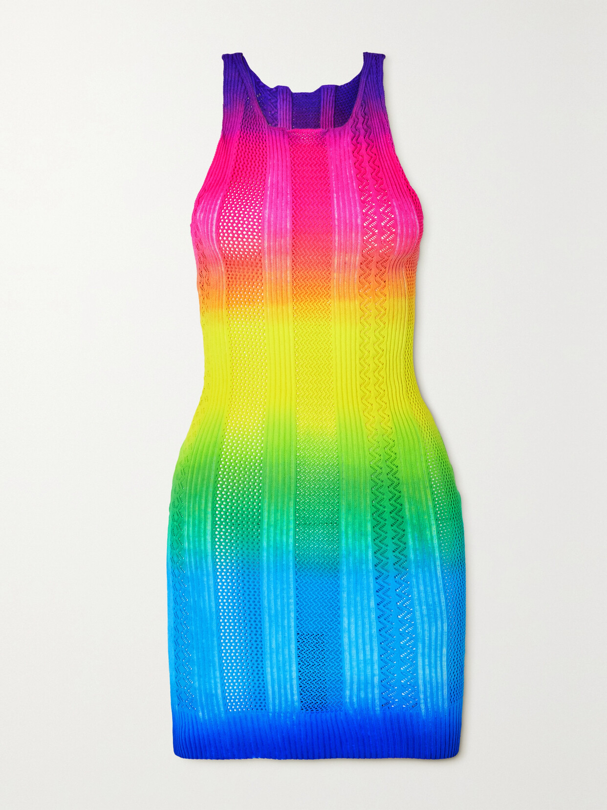 Agr Multicolour Ombré Knitted Mini Dress In Yellow