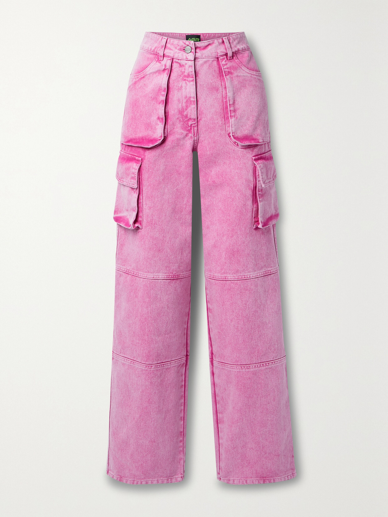 AGR - Denim Wide-leg Cargo Pants - Pink