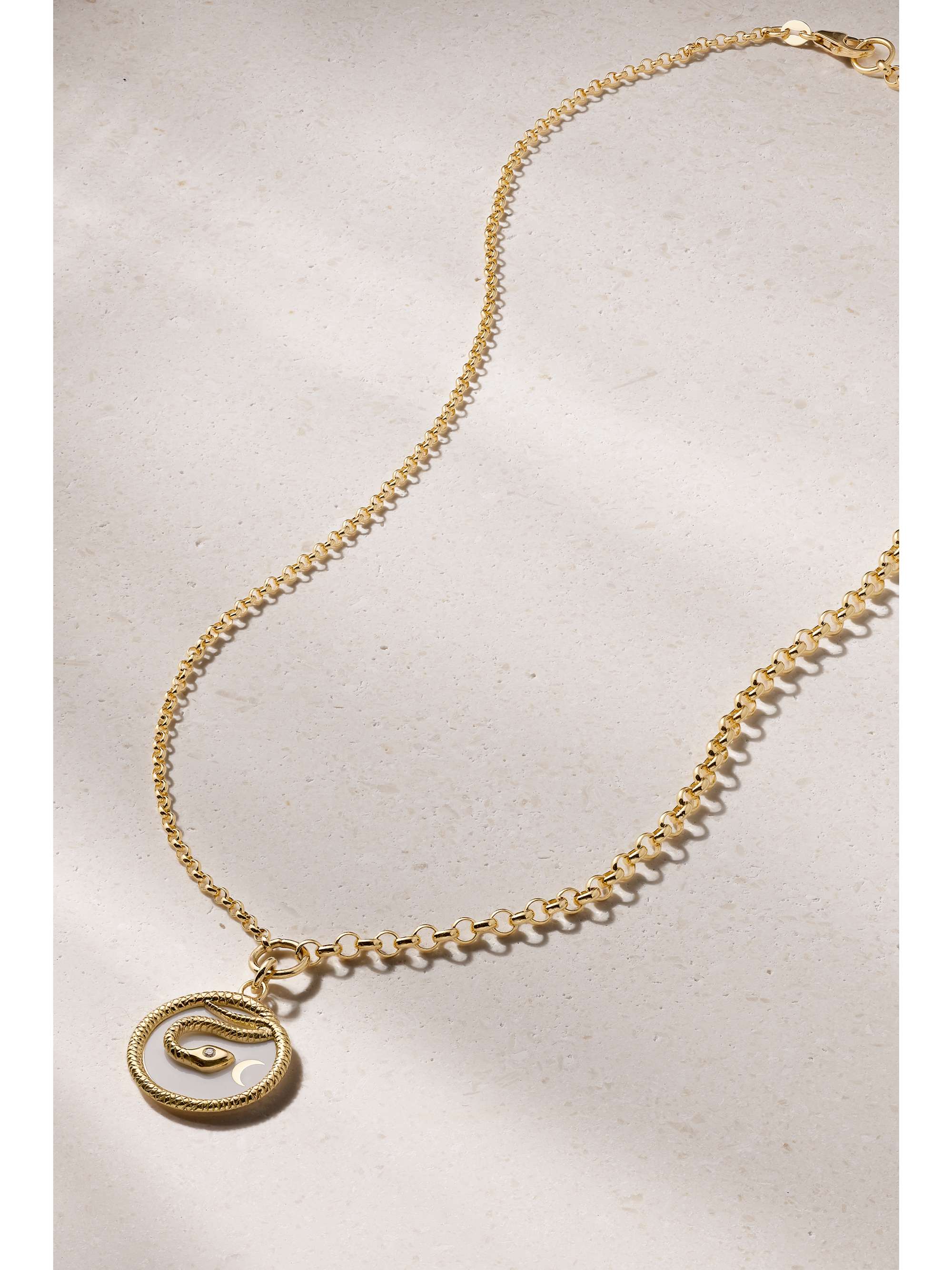 FOUNDRAE Wholeness 18-karat gold, enamel and diamond necklace