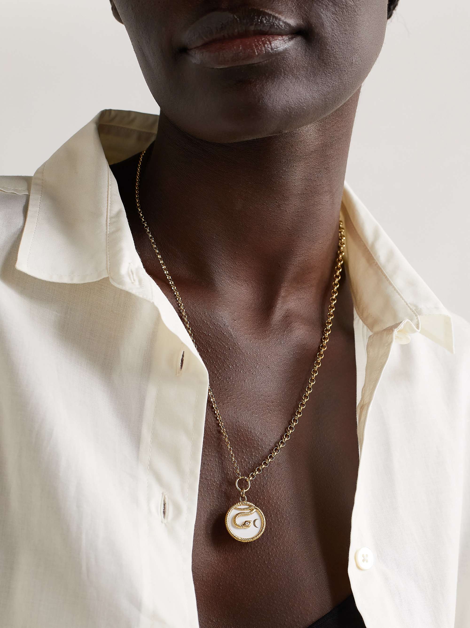 FOUNDRAE Wholeness 18-karat gold, enamel and diamond necklace