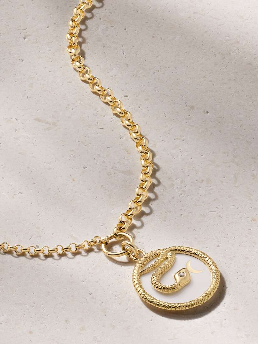 Foundrae Wholeness 18-karat Gold, Enamel And Diamond Necklace