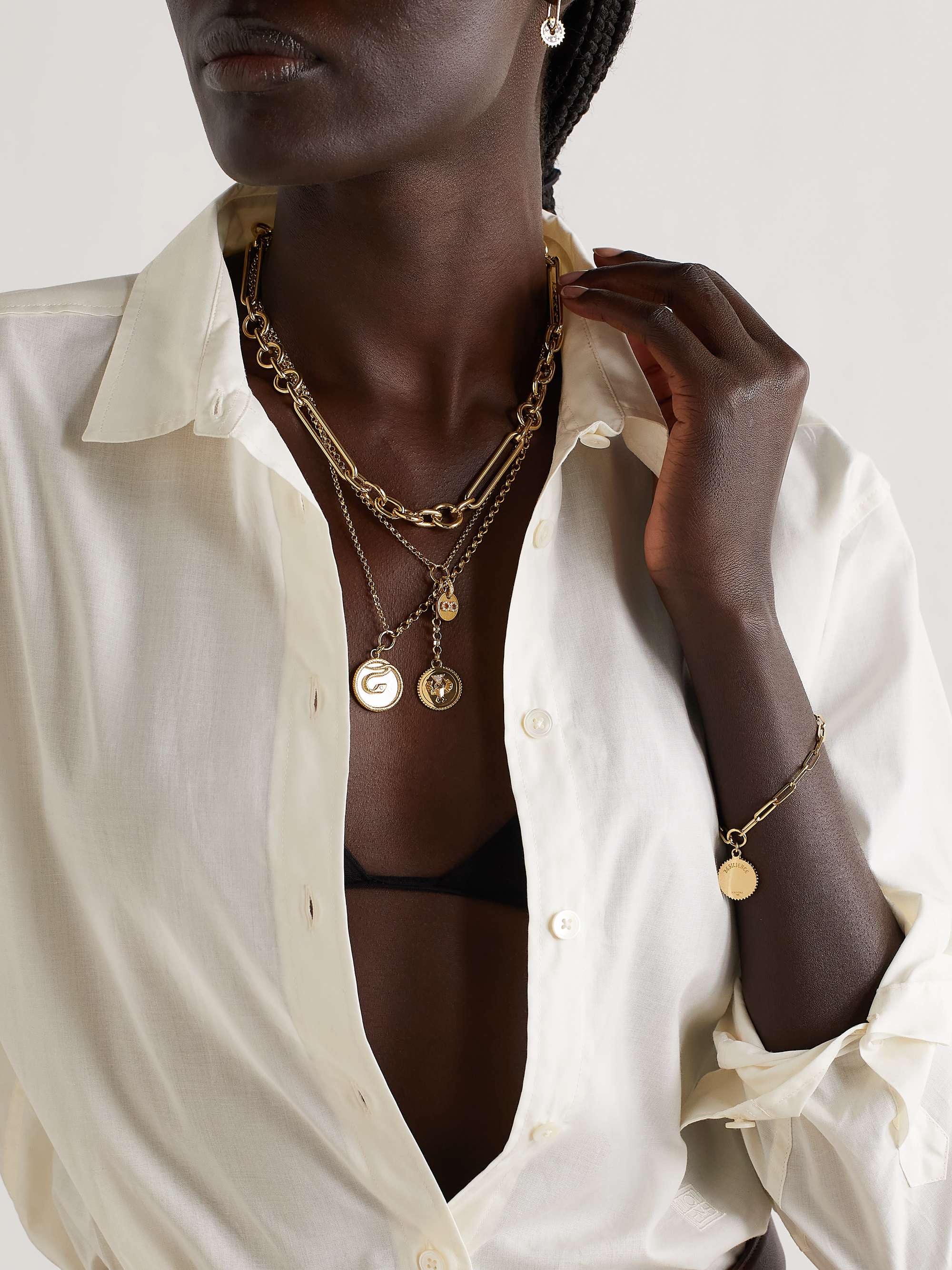 FOUNDRAE Wholeness 18-karat gold, enamel and diamond necklace