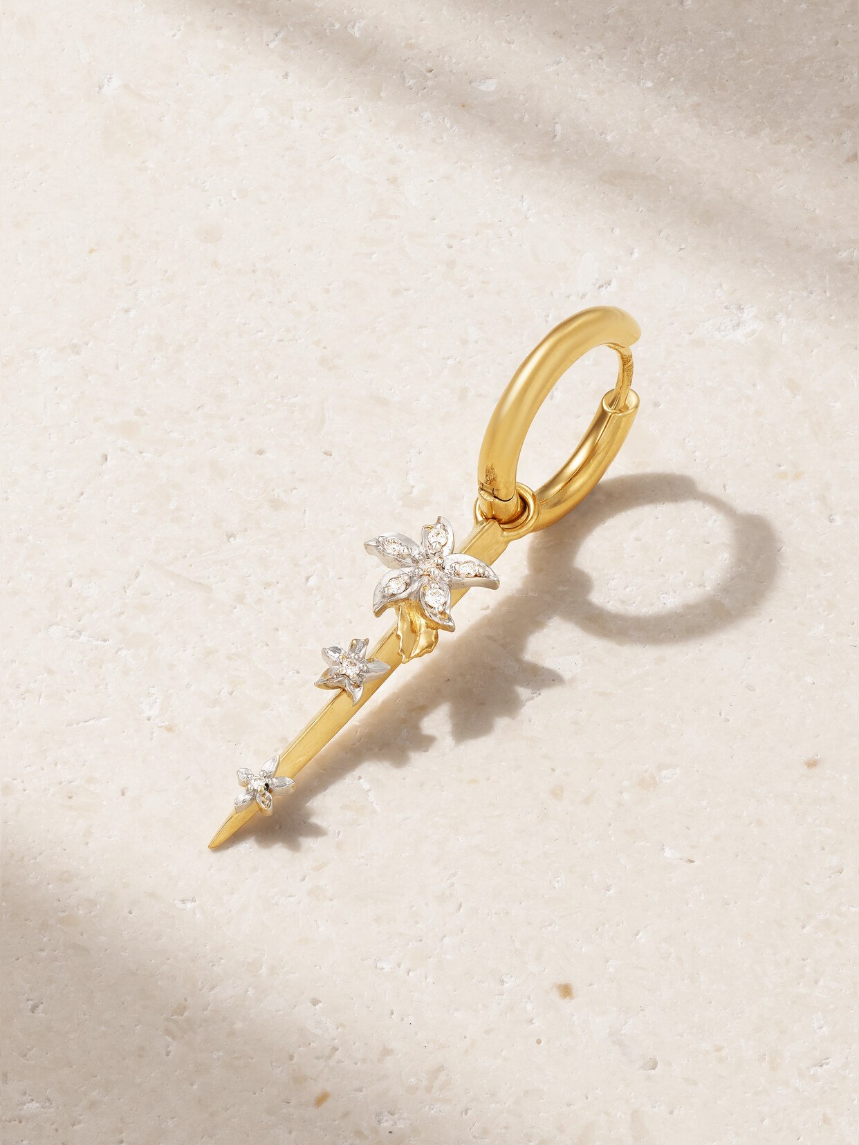Foundrae Small Thorn 18-karat Gold Diamond Single Hoop Earring
