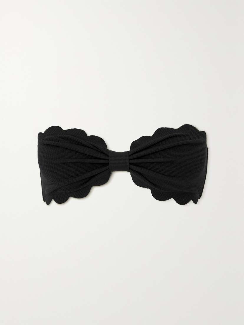 Marysia Antibes Scalloped Stretch Recycled-seersucker Bikini Top