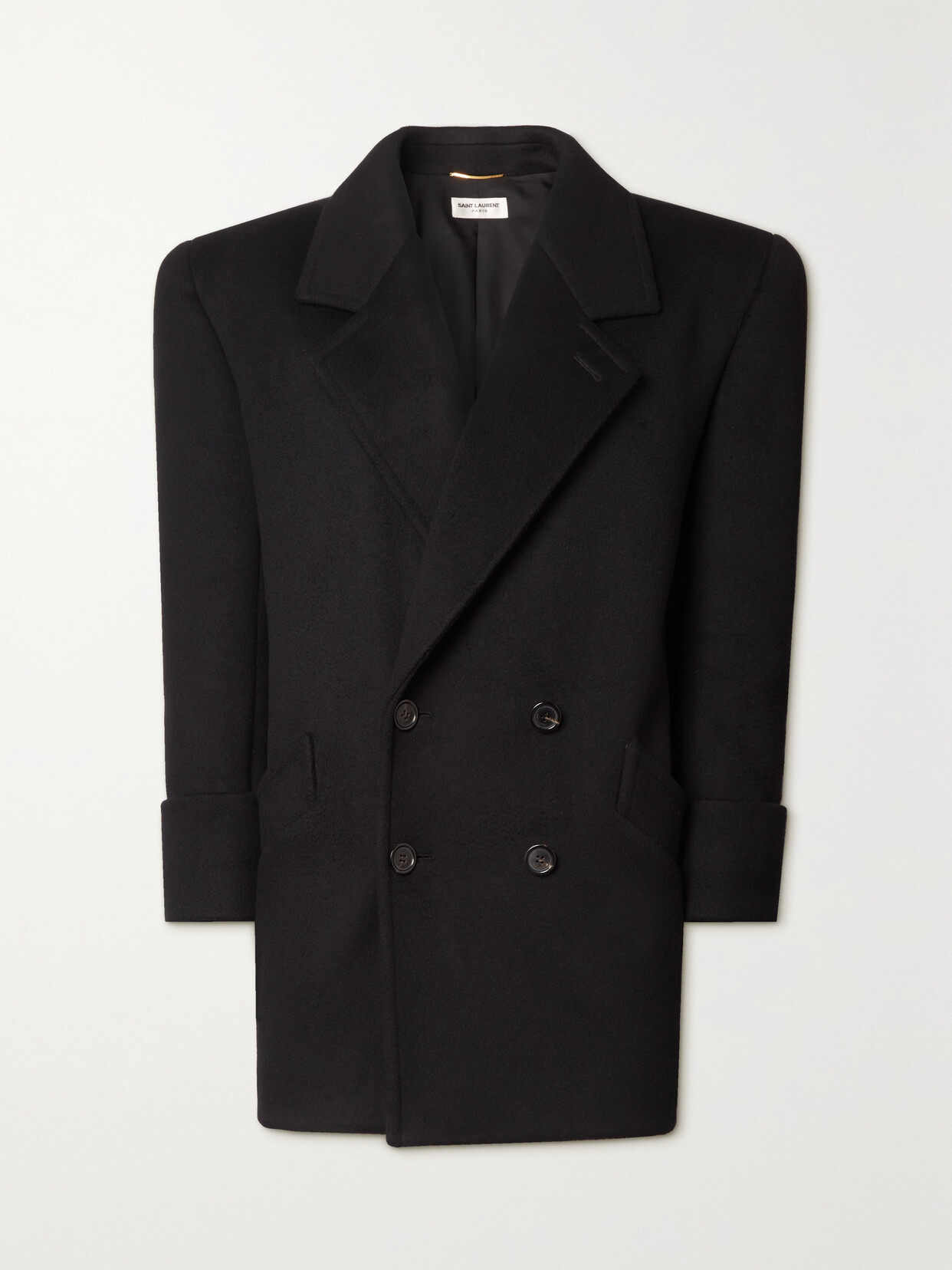 SAINT LAURENT - Double-breasted Wool-felt Coat - Black