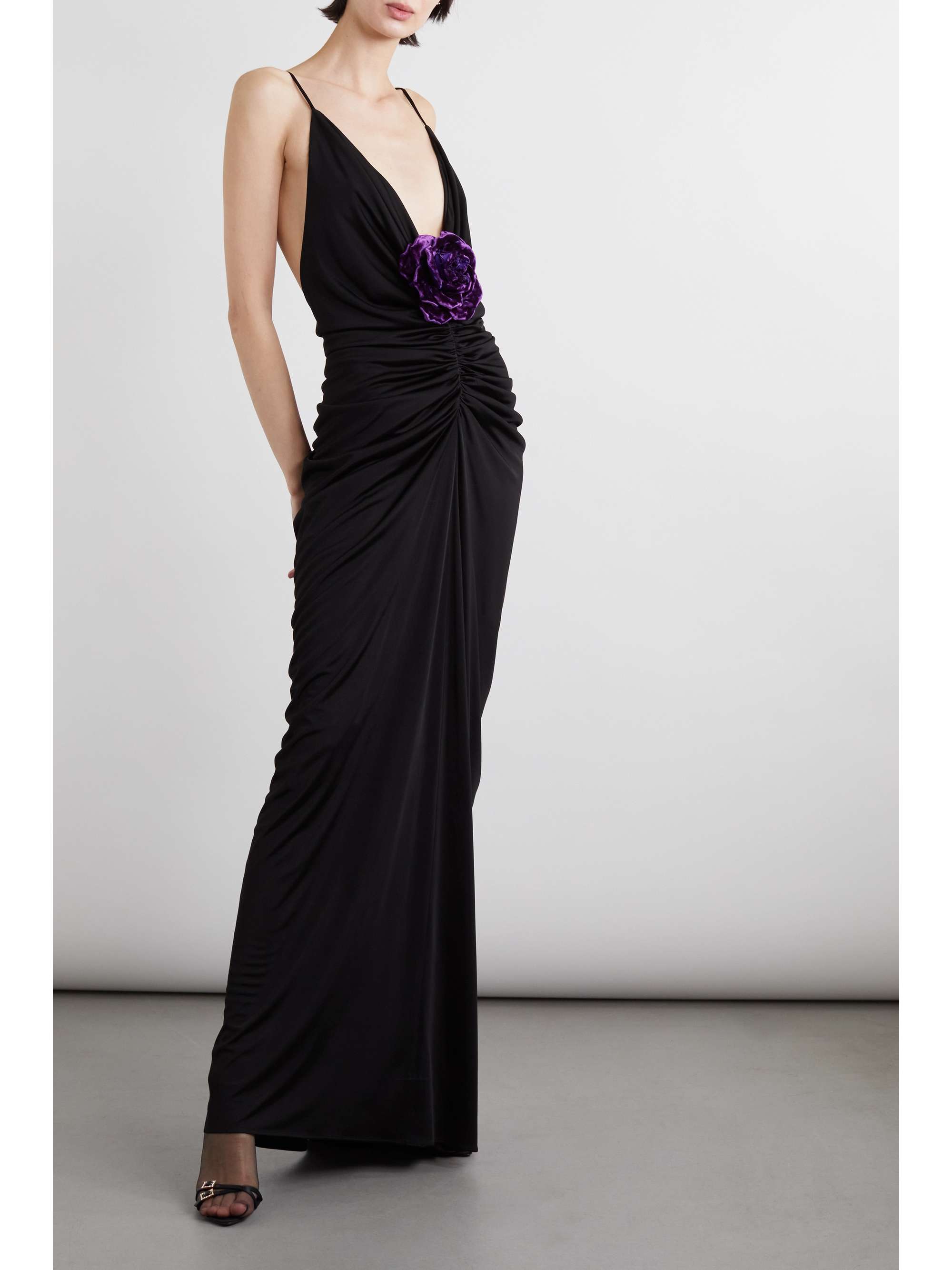 Ruched satin dress discount