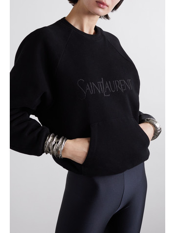Saint Laurent Embroidered cotton-jersey sweatshirt