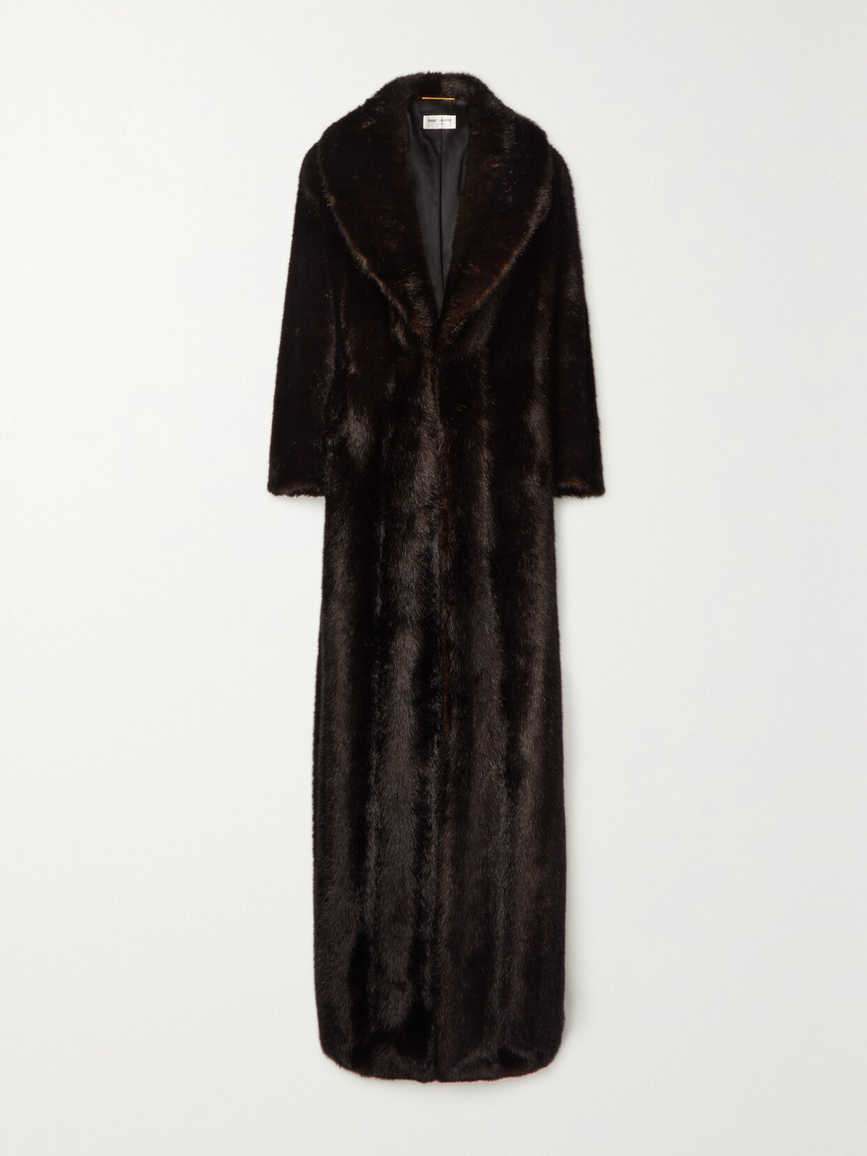 Shop Saint Laurent Faux Fur Coat In Brown